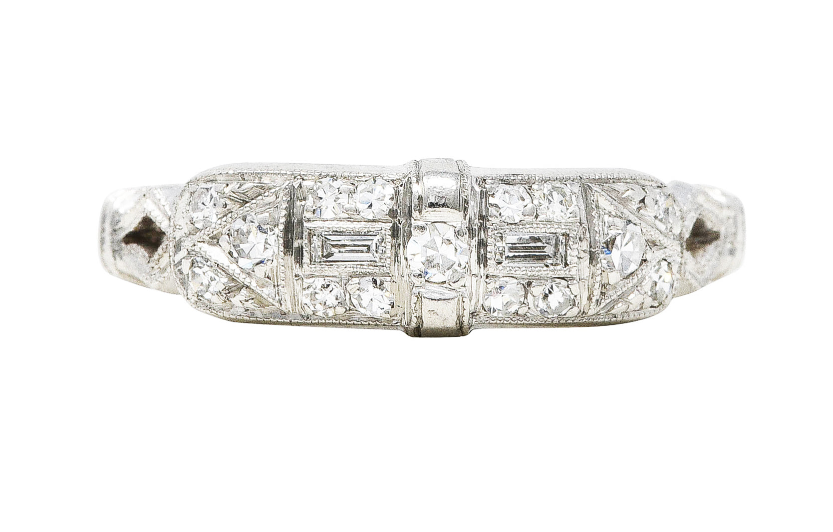 Art Deco 0.25 CTW Diamond Platinum Geometric Band RingRing - Wilson's Estate Jewelry