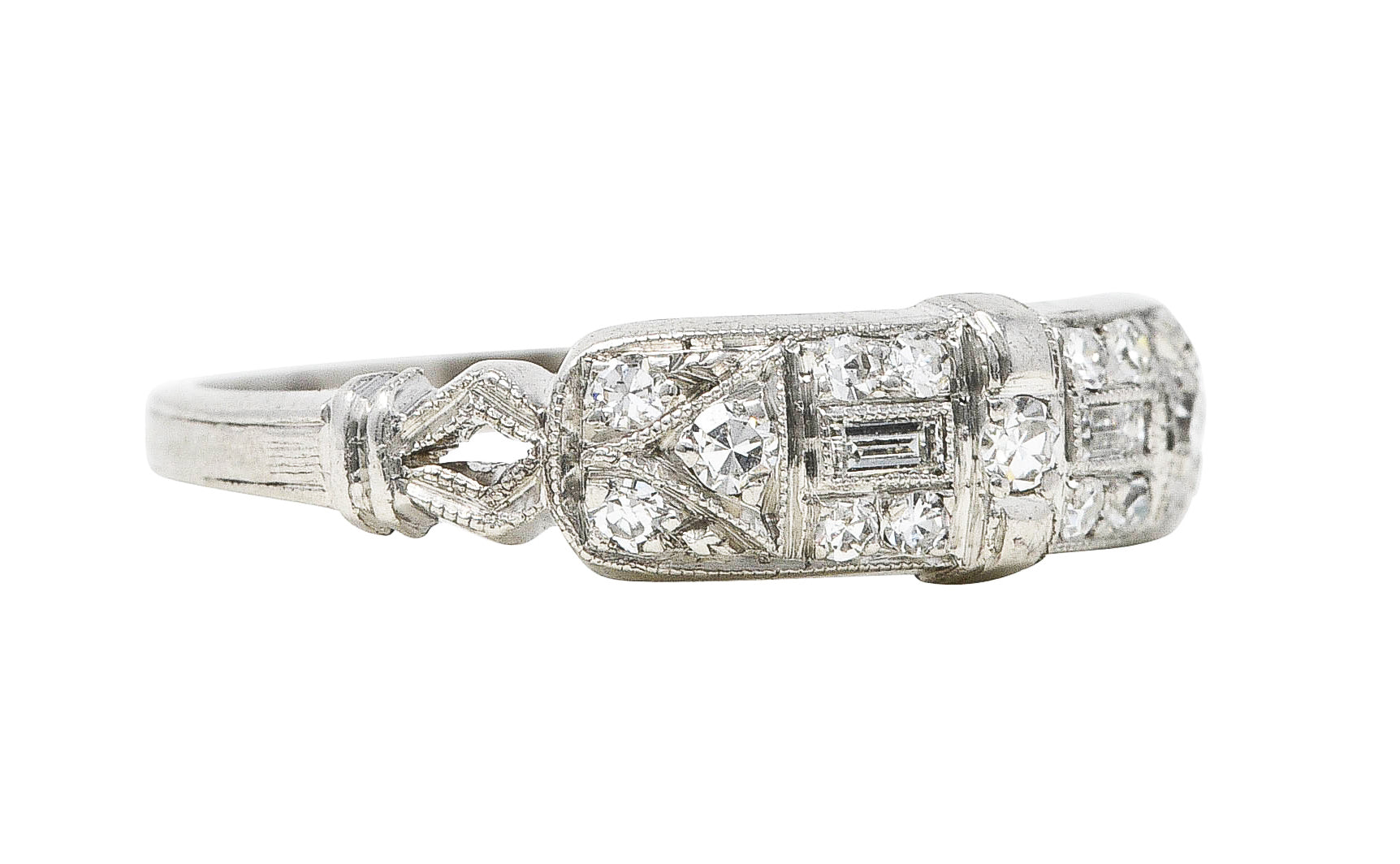 Art Deco 0.25 CTW Diamond Platinum Geometric Band RingRing - Wilson's Estate Jewelry