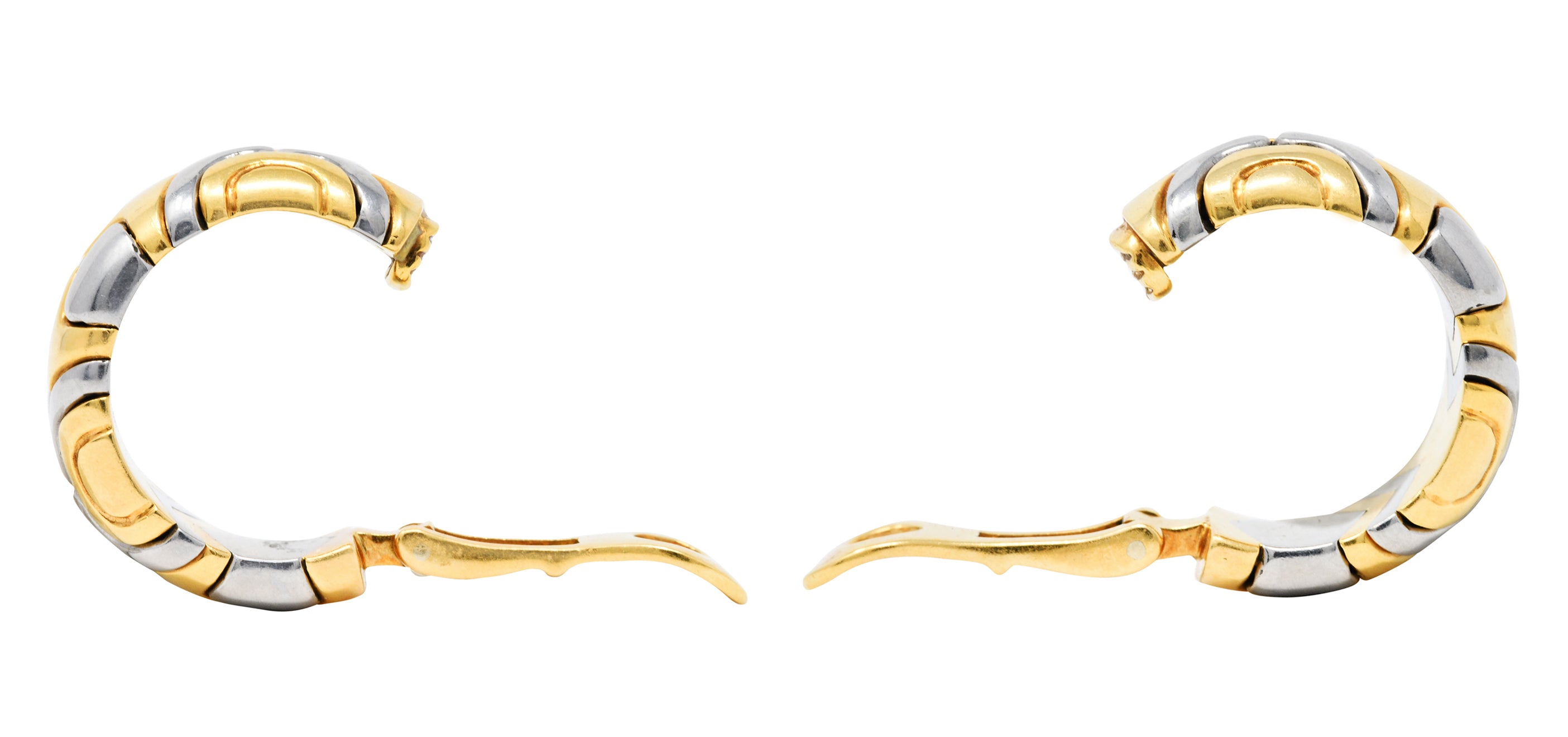 Bulgari 18 Karat Gold Stainless Steel Parentesi Ear-Clip EarringsEarrings - Wilson's Estate Jewelry