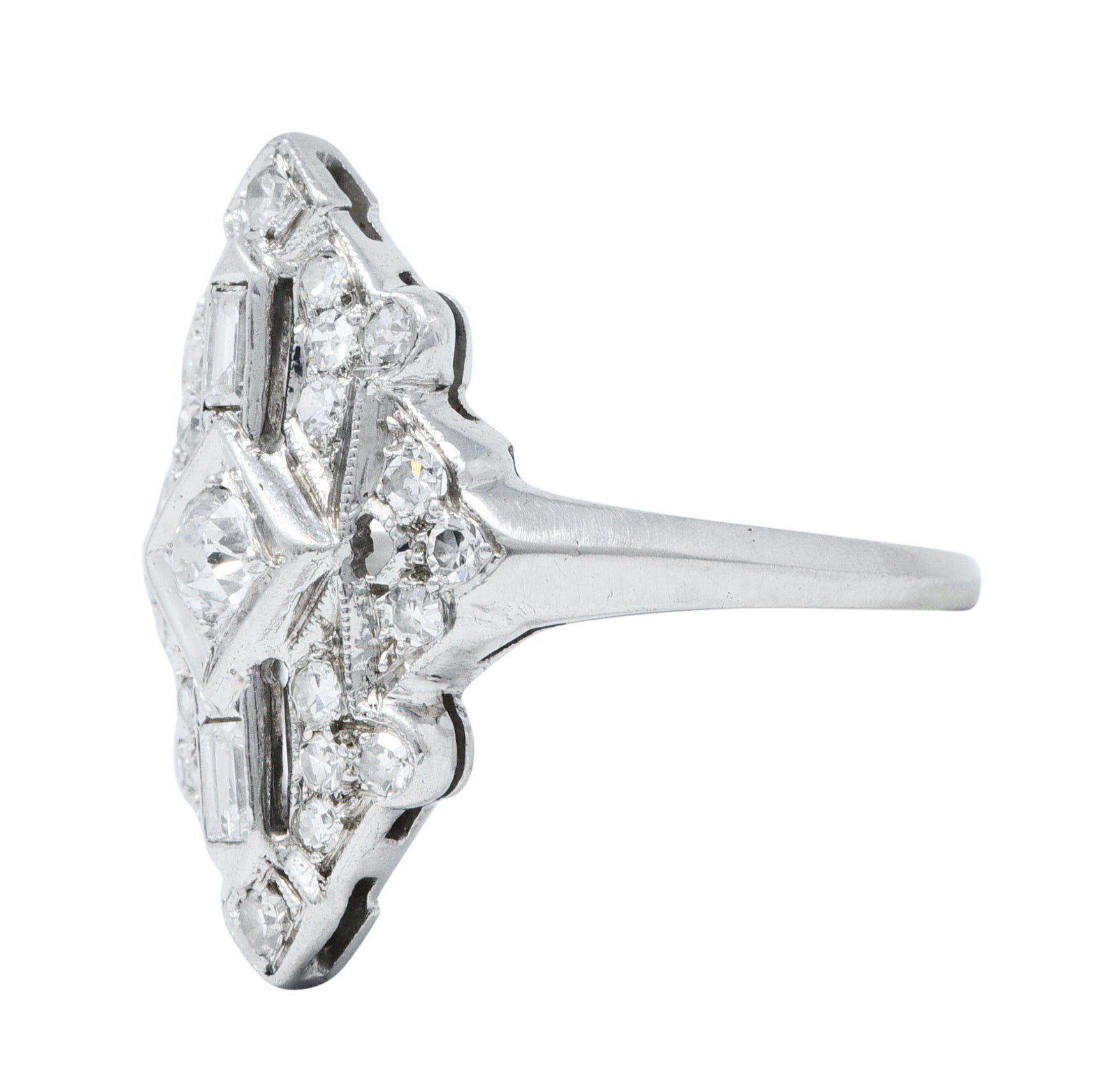 Art Deco Diamond Platinum Geometric Dinner RingRing - Wilson's Estate Jewelry