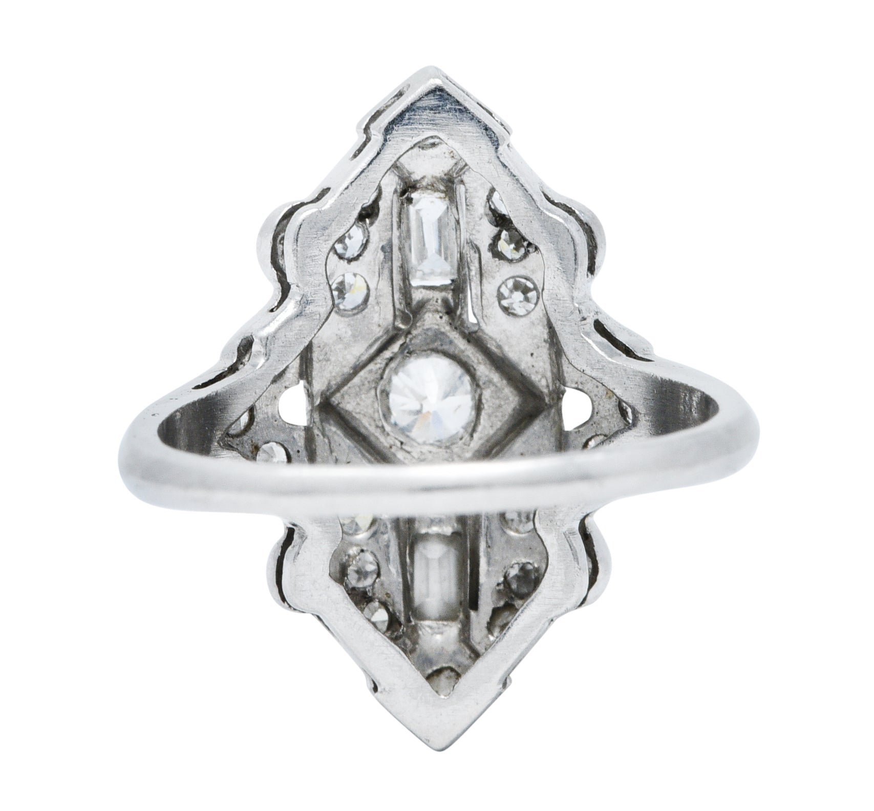 Art Deco Diamond Platinum Geometric Dinner RingRing - Wilson's Estate Jewelry