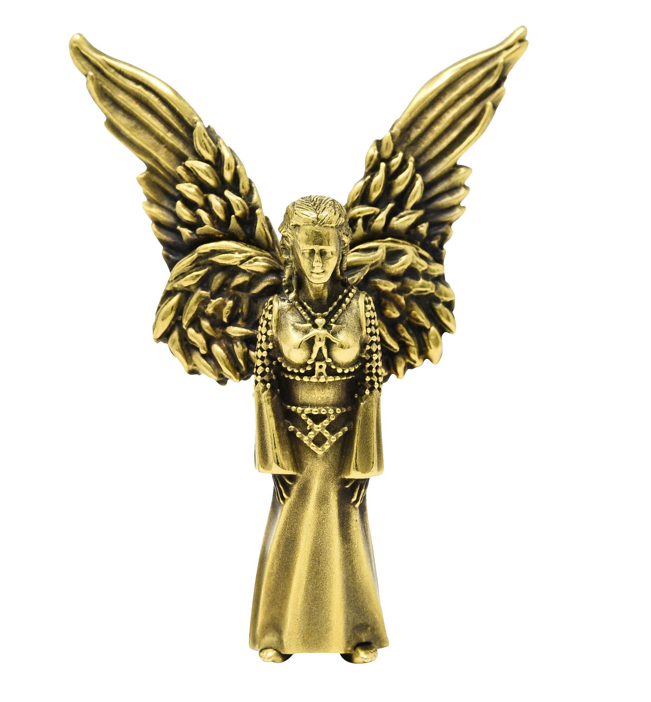 Kieselstein-Cord 1995 18 Karat Yellow Gold Articulated Winged Angel Vintage Pendant Brooch Wilson's Estate Jewelry