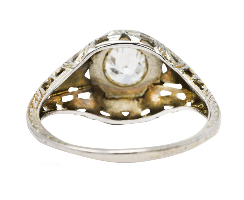 1920's Art Deco Diamond 18 Karat White Gold Blossom Engagement RingRing - Wilson's Estate Jewelry