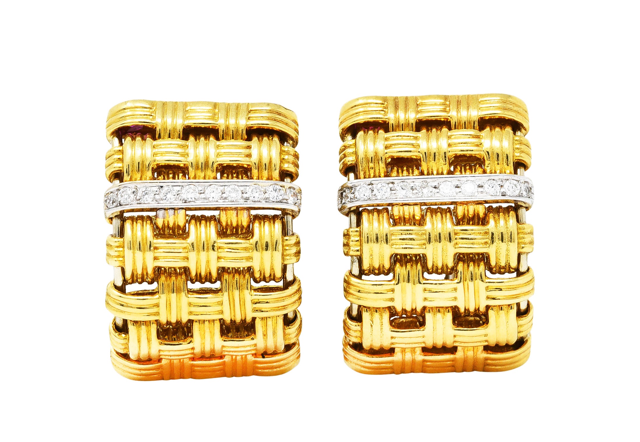 Roberto Coin Diamond 18 Karat Two-Tone Gold Appassionata Half-Hoop EarringsEarrings - Wilson's Estate Jewelry