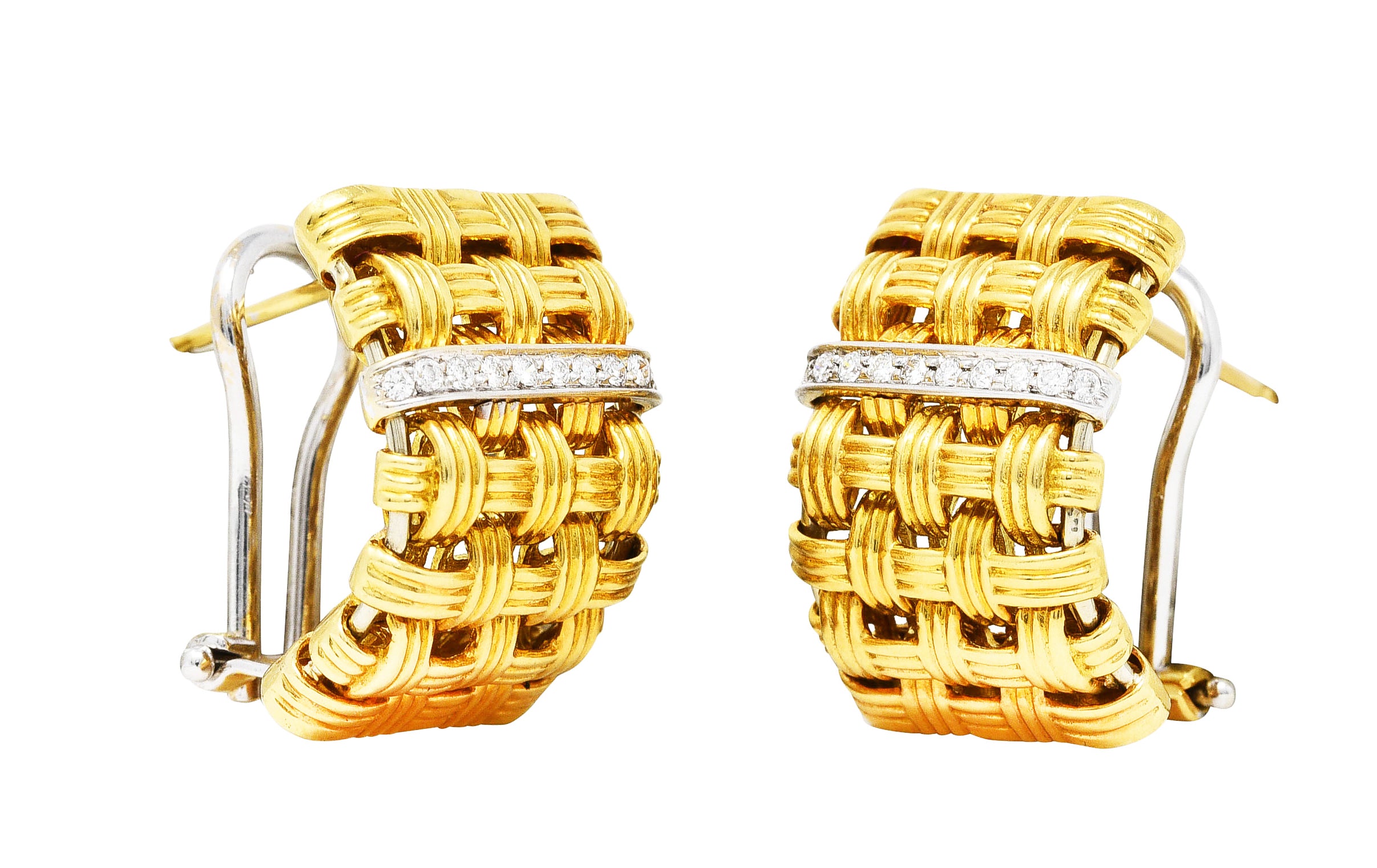 Roberto Coin Diamond 18 Karat Two-Tone Gold Appassionata Half-Hoop EarringsEarrings - Wilson's Estate Jewelry