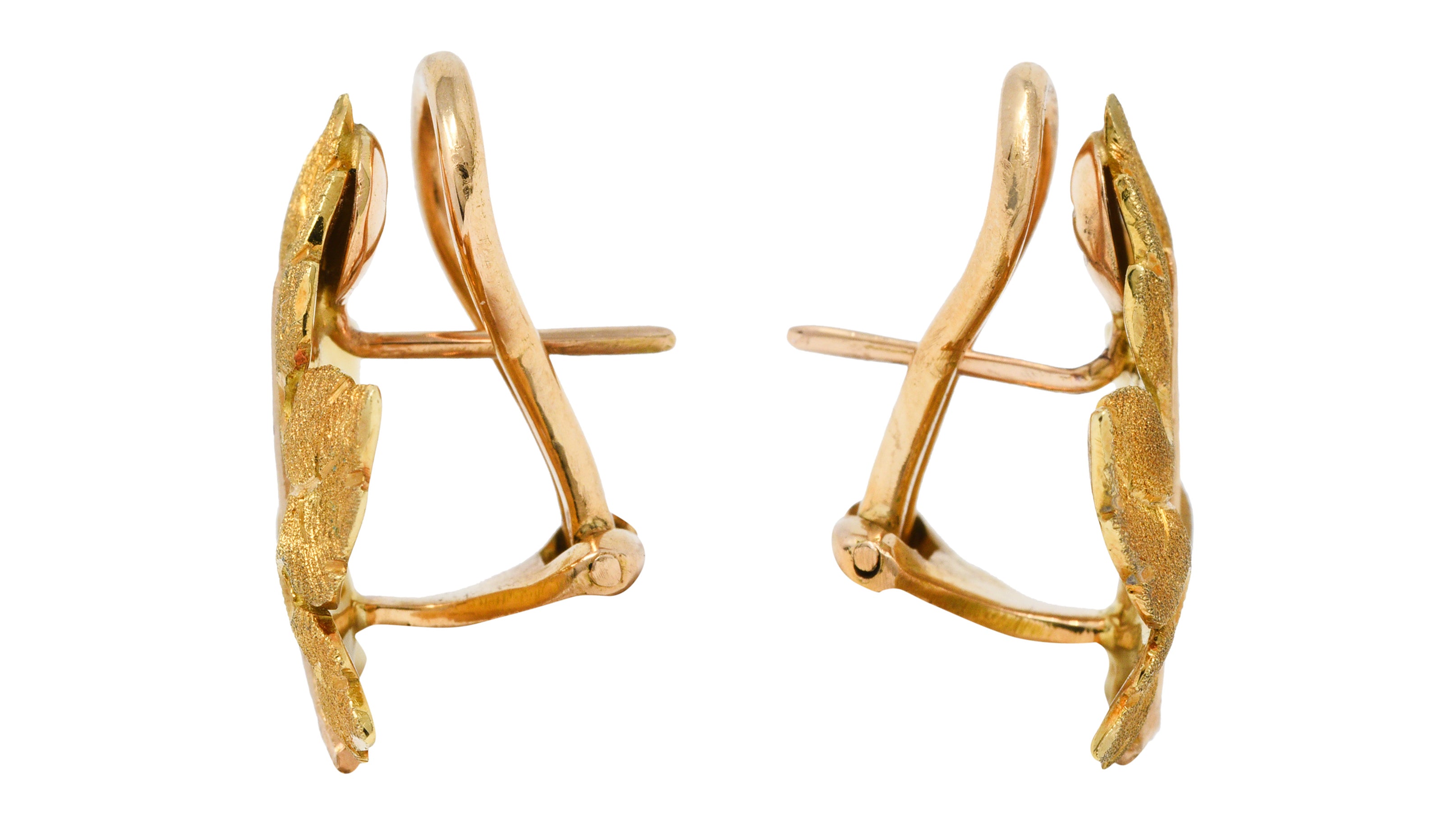 Buccellati 1970's Italian 18 Karat Two-Tone Gold Maple Leaf EarringsEarrings - Wilson's Estate Jewelry