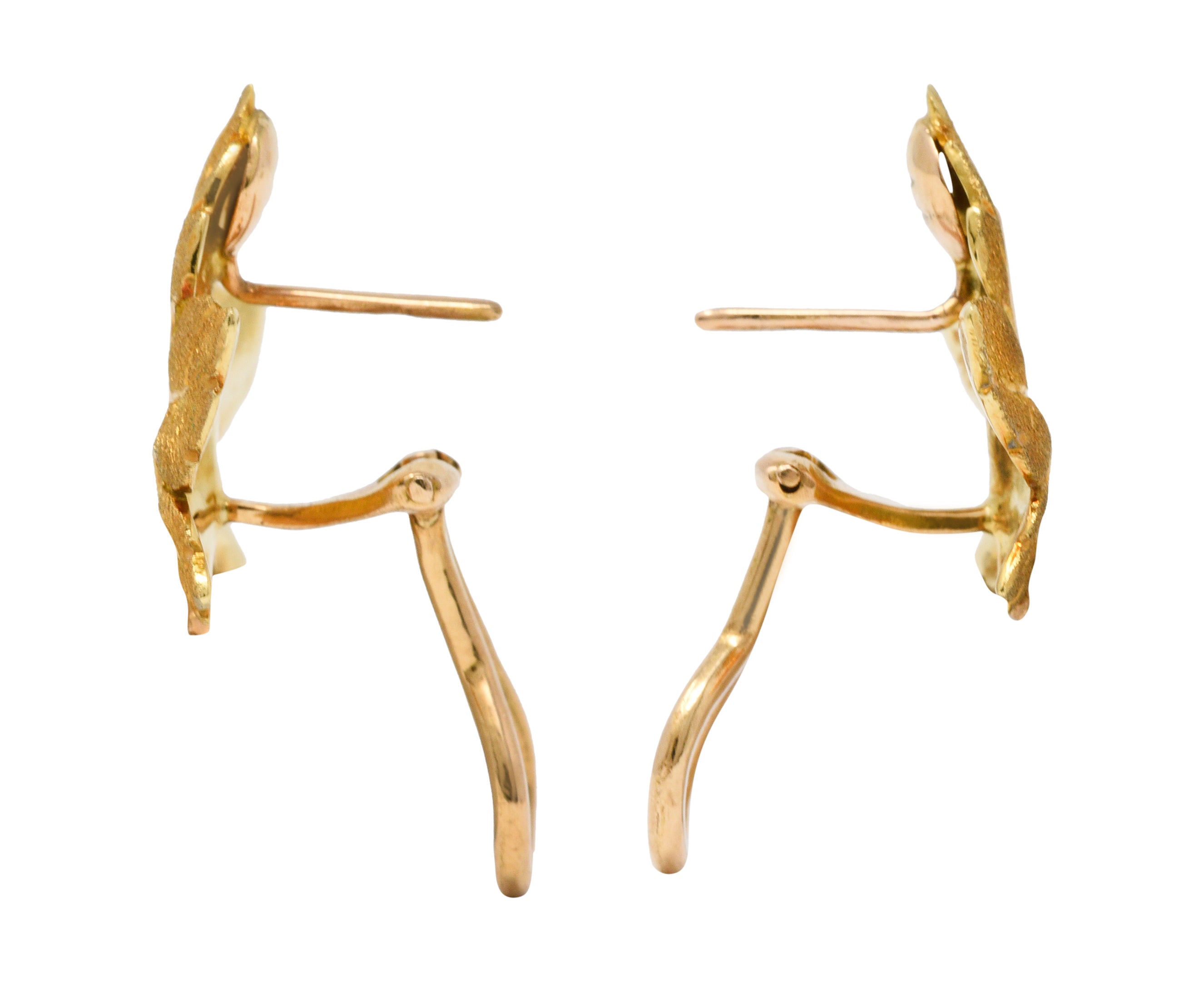 Buccellati 1970's Italian 18 Karat Two-Tone Gold Maple Leaf EarringsEarrings - Wilson's Estate Jewelry