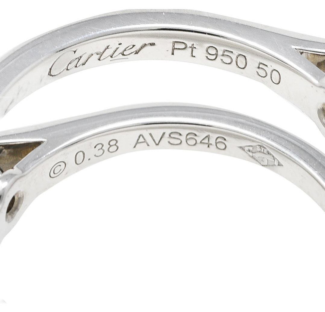 Cartier French Contemporary 0.38 CTW Diamond Platinum Solitaire Ring GIA Wilson's Estate Jewelry