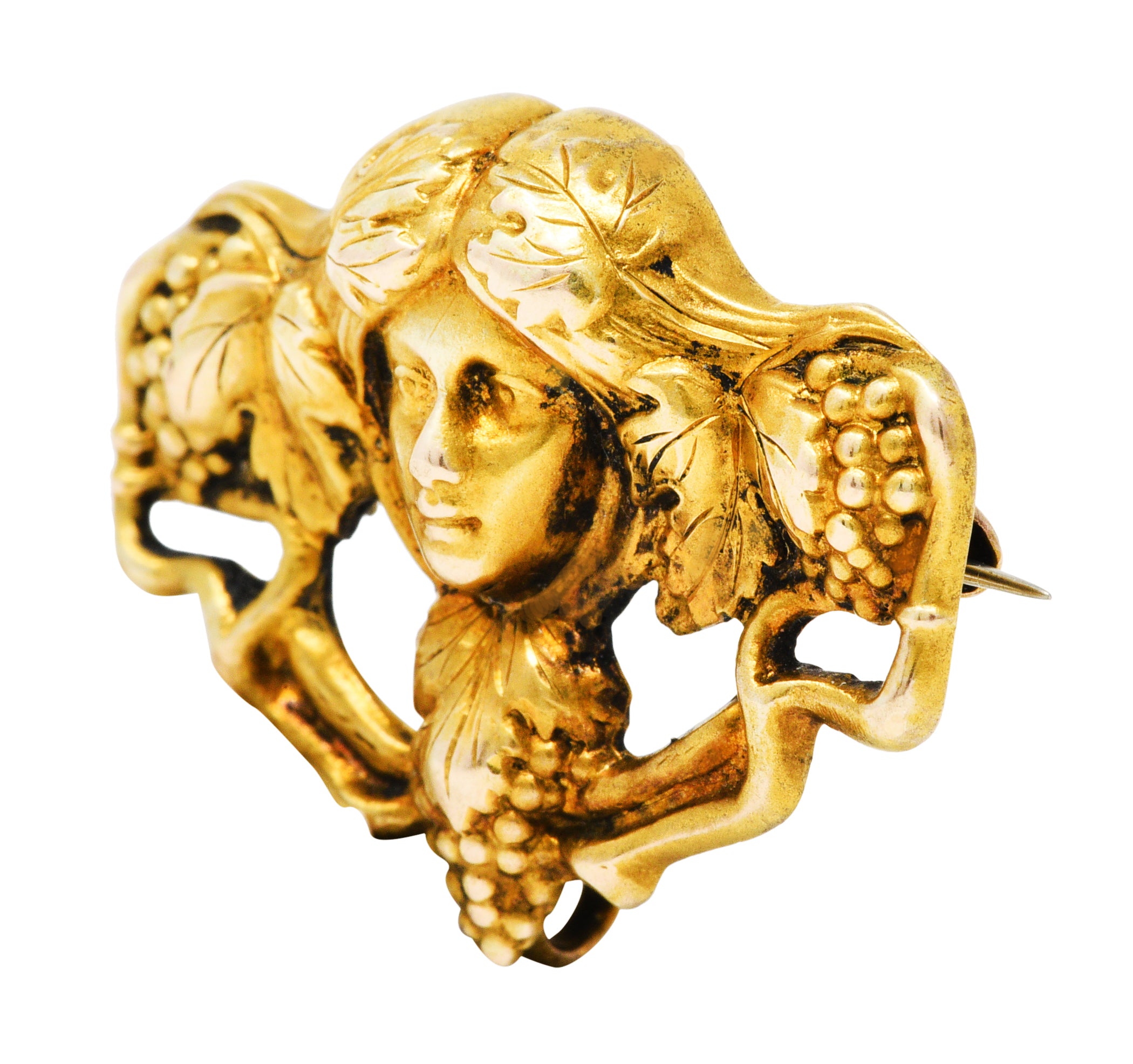 Art Nouveau 14 Karat Gold Dionysus Maenad Nymph BroochBrooch - Wilson's Estate Jewelry