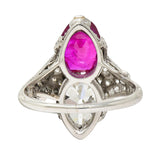 Art Deco Diamond No Heat Burma Ruby Platinum Toi-Et-Moi Antique Ring GIA AGL