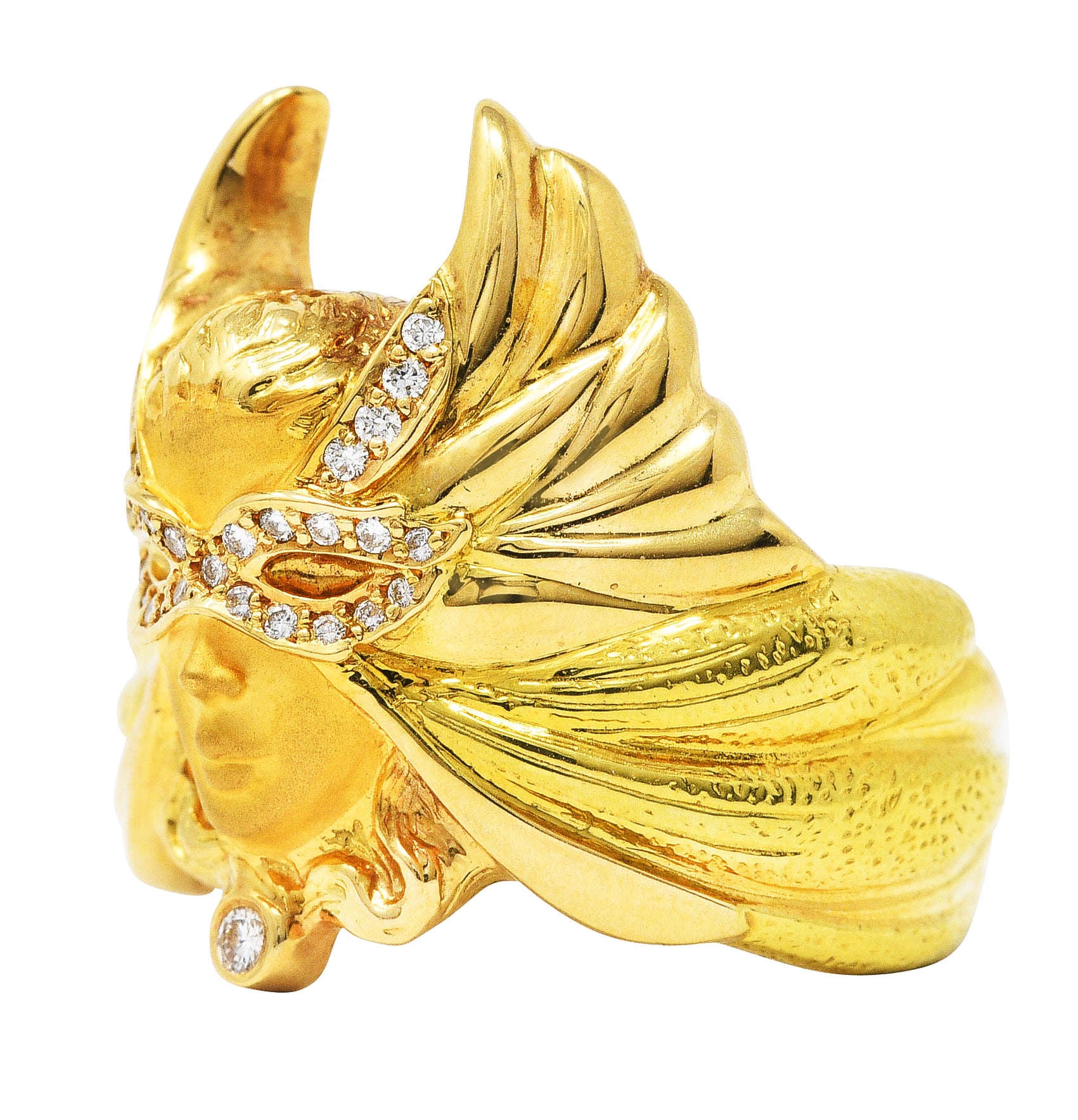 Carrera y Carrera Diamond 18 Karat Two-Tone Gold Mask of An Angel RingRing - Wilson's Estate Jewelry