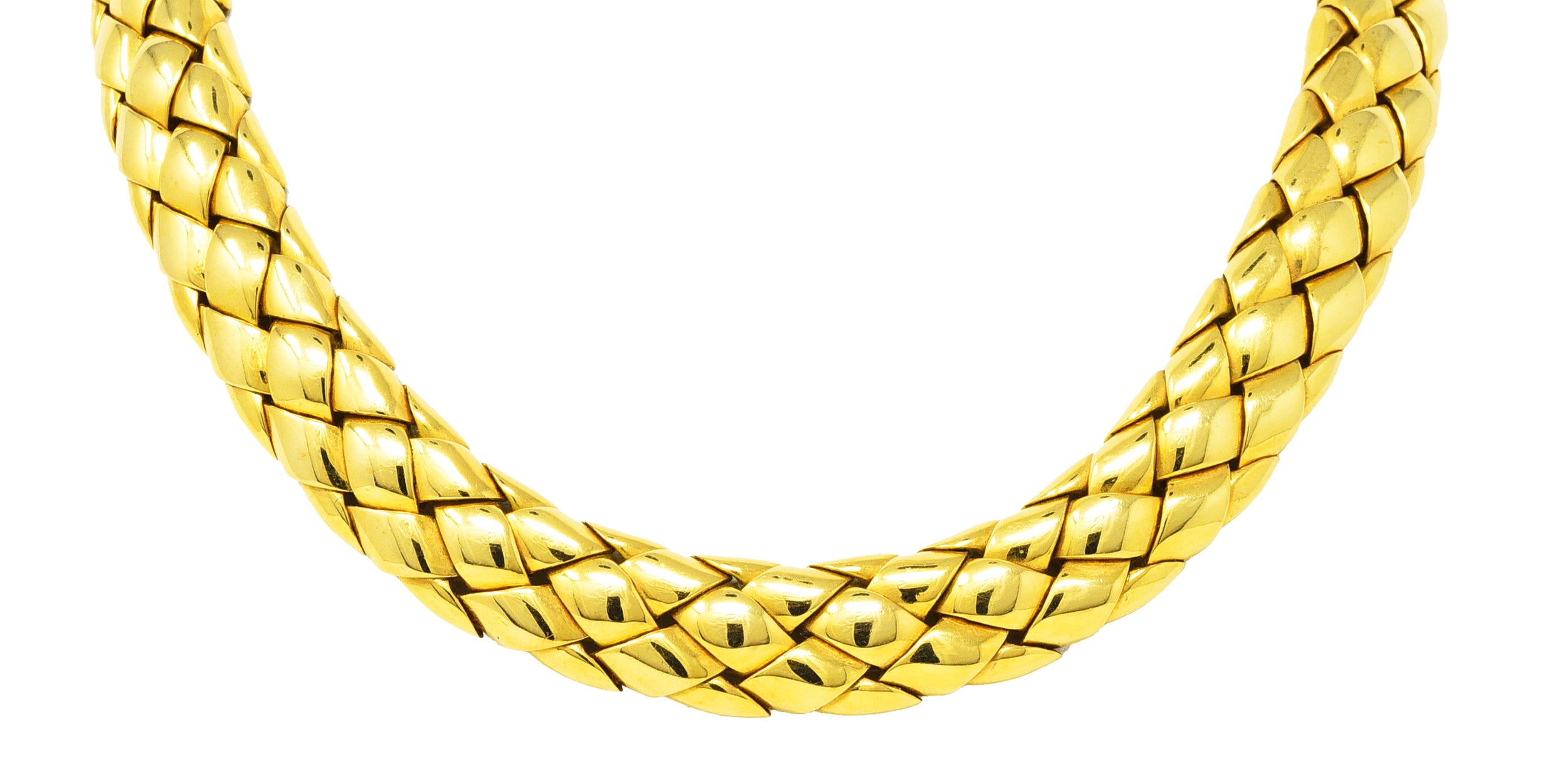 1980's Van Cleef and Arpels French 18 Karat Yellow Gold Woven Collar Vintage Necklace Wilson's Estate Jewelry