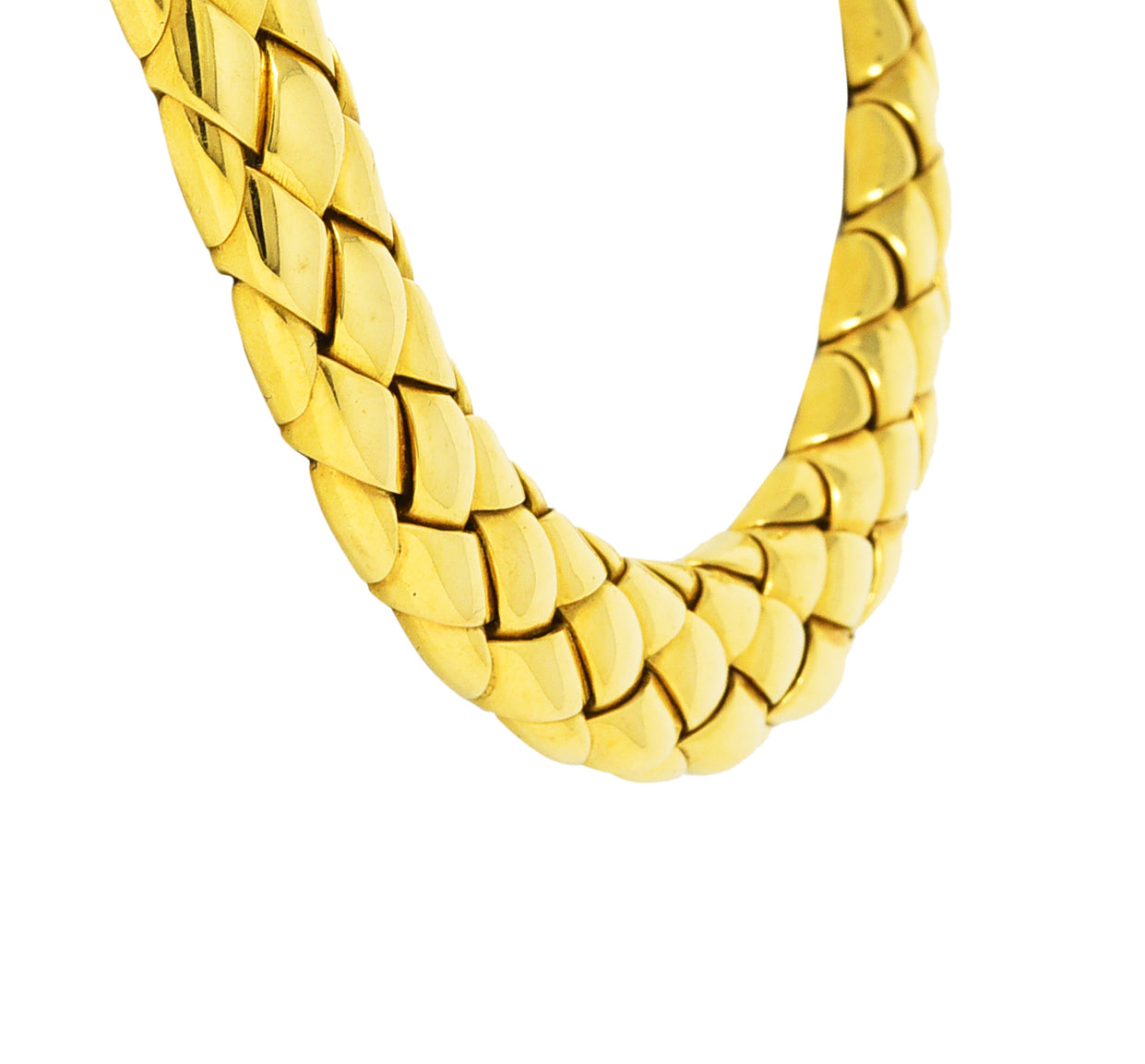 1980's Van Cleef and Arpels French 18 Karat Yellow Gold Woven Collar Vintage Necklace Wilson's Estate Jewelry