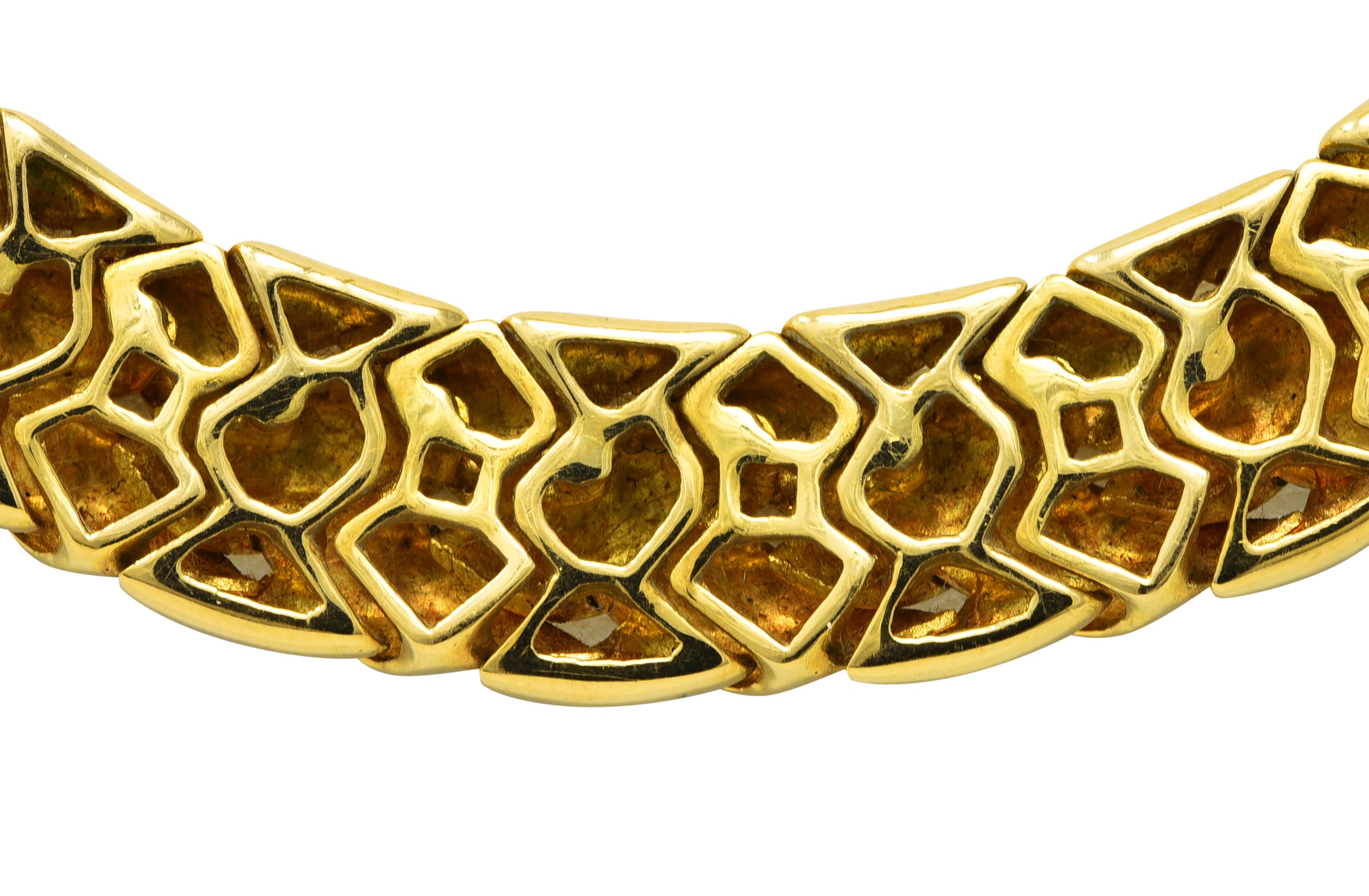 1980's Van Cleef and Arpels French 18 Karat Yellow Gold Woven Collar Vintage Necklace Wilson's Estate Jewelry