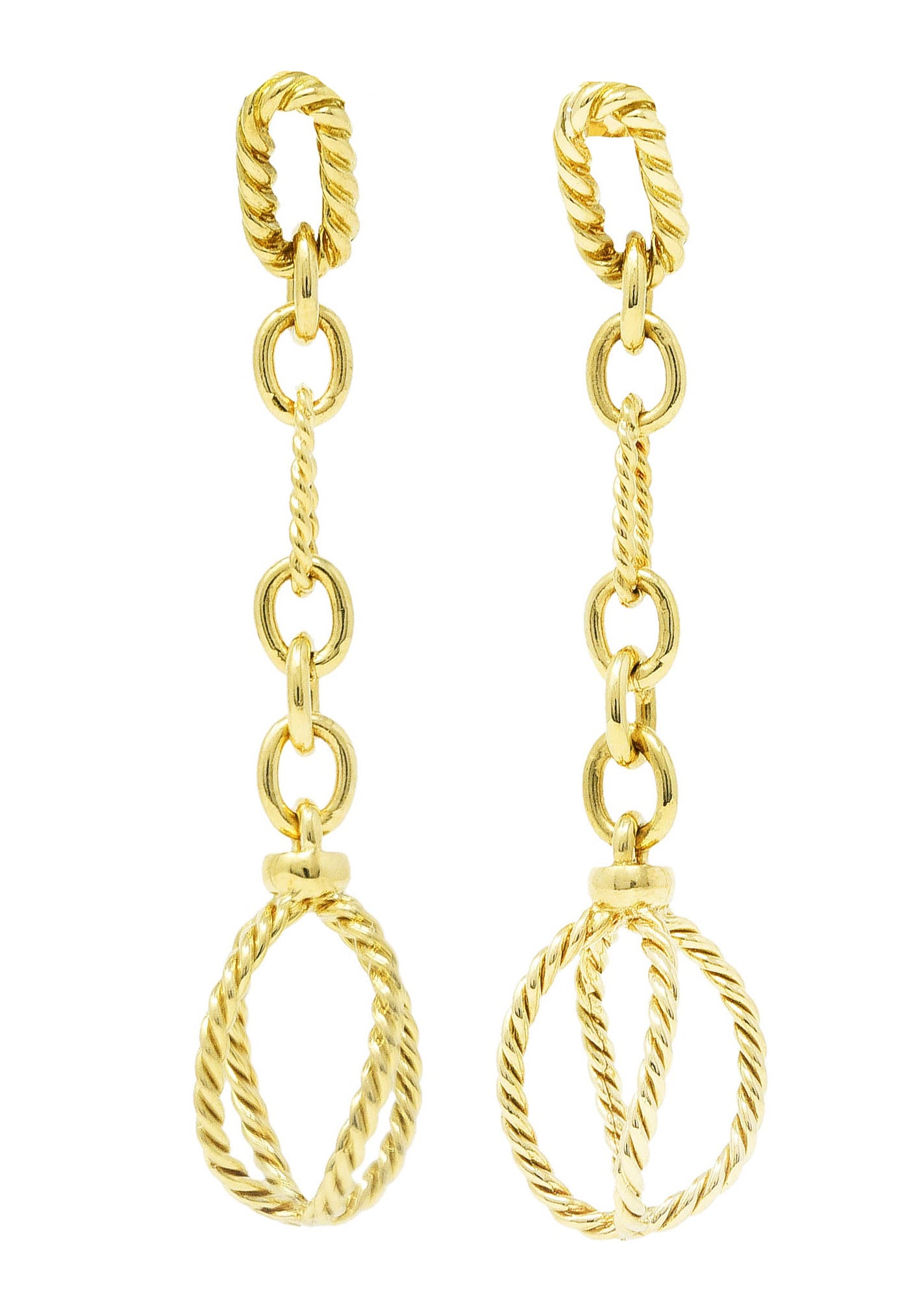 David Yurman 18 Karat Yellow Gold Twisted Cable Link Drop EarringsEarrings - Wilson's Estate Jewelry