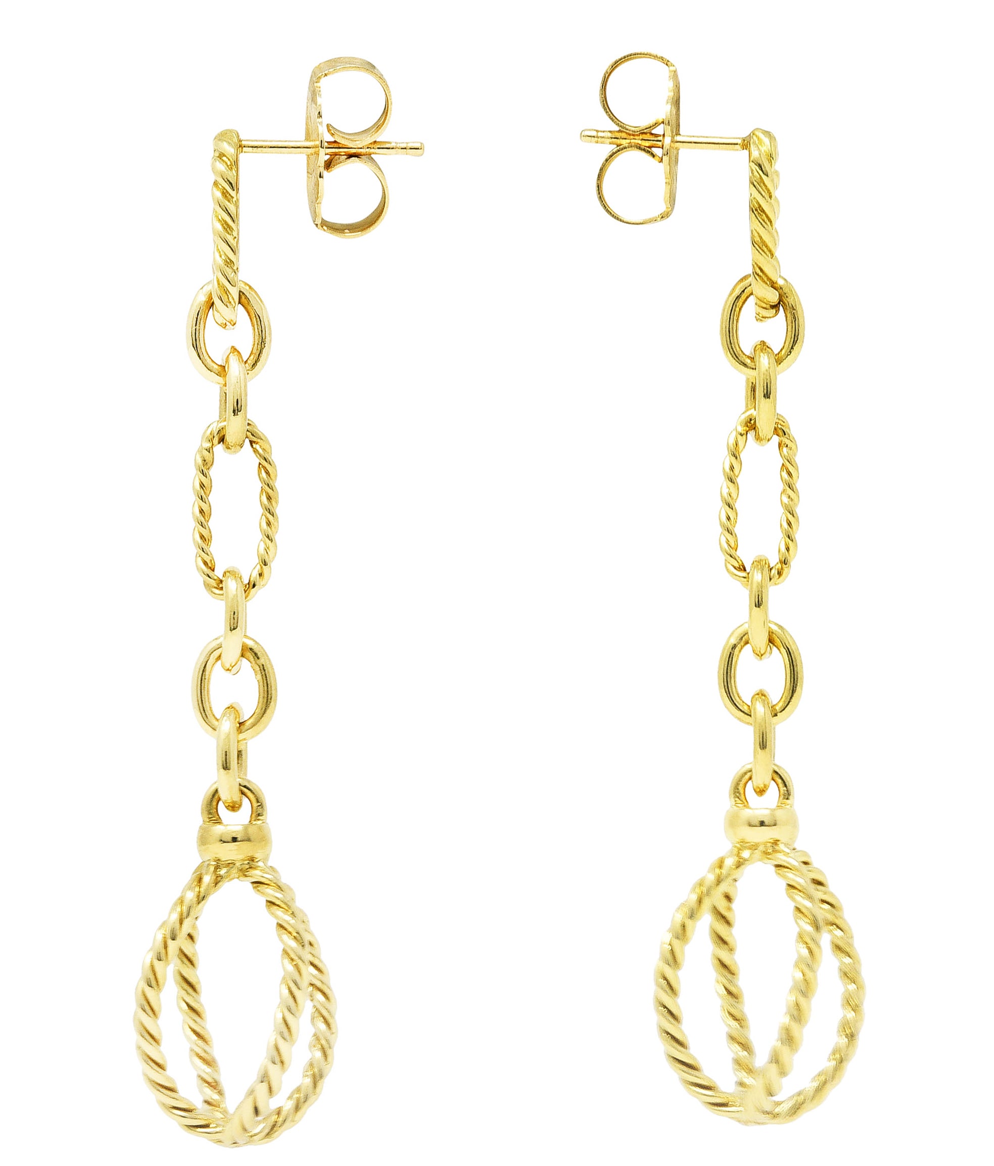 David Yurman 18 Karat Yellow Gold Twisted Cable Link Drop EarringsEarrings - Wilson's Estate Jewelry