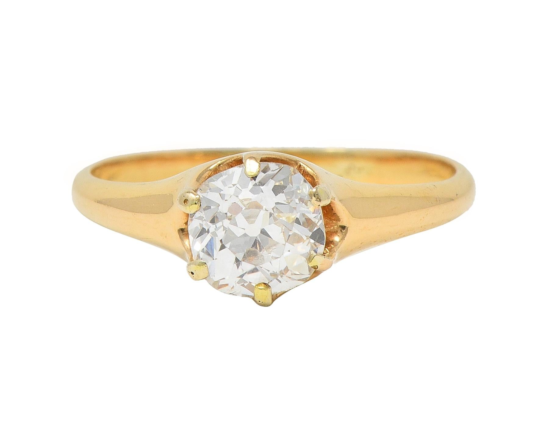 Victorian 0.80 CTW Old Mine Cut 18 Karat Yellow Gold Solitaire Engagement Ring