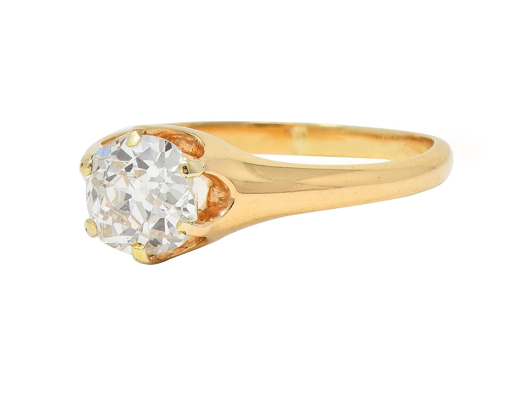 Victorian 0.80 CTW Old Mine Cut 18 Karat Yellow Gold Solitaire Engagement Ring