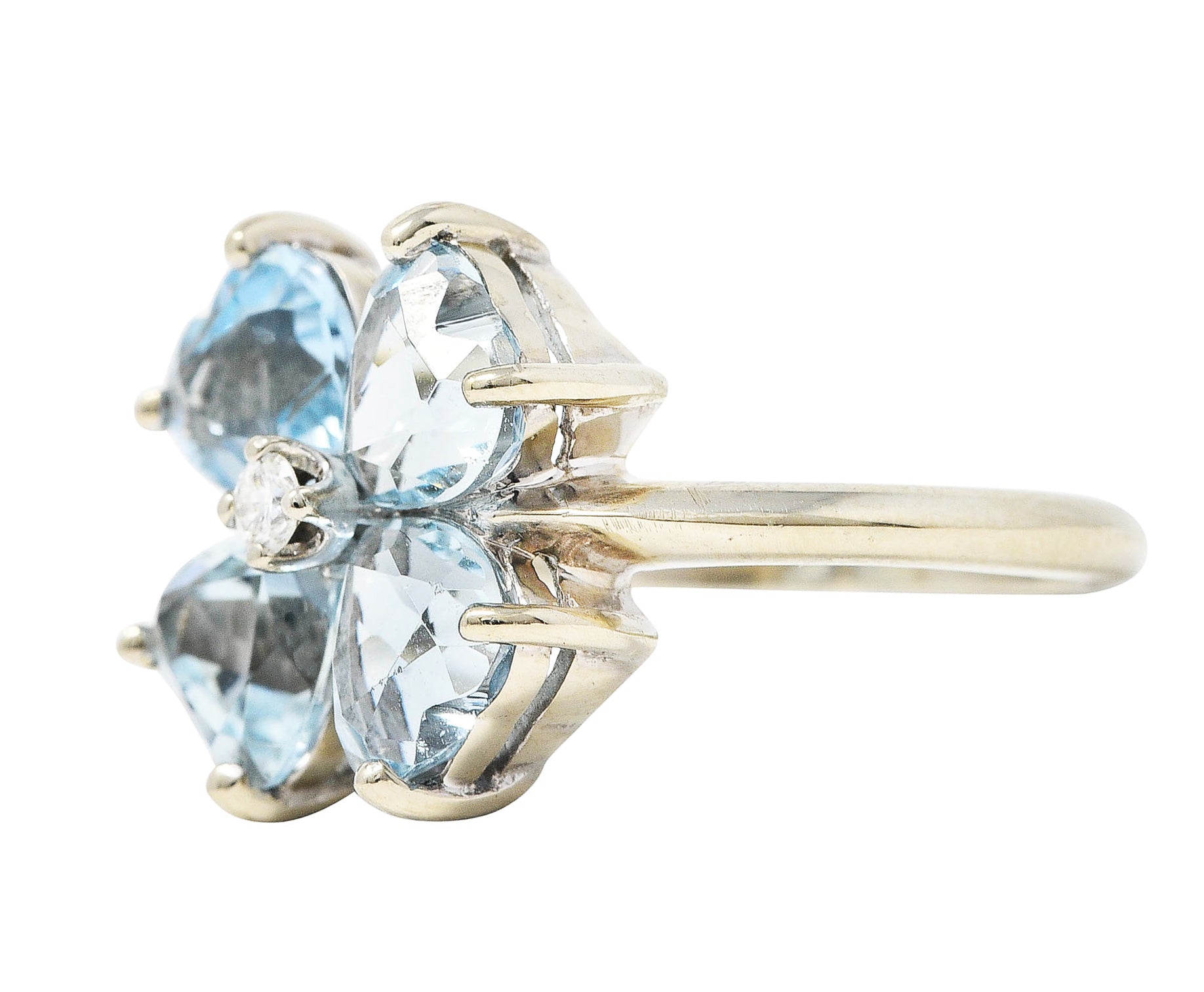 Felger & Co. Mid-Century 2.76 CTW Diamond Aquamarine 14 Karat White Gold Flower RingRing - Wilson's Estate Jewelry