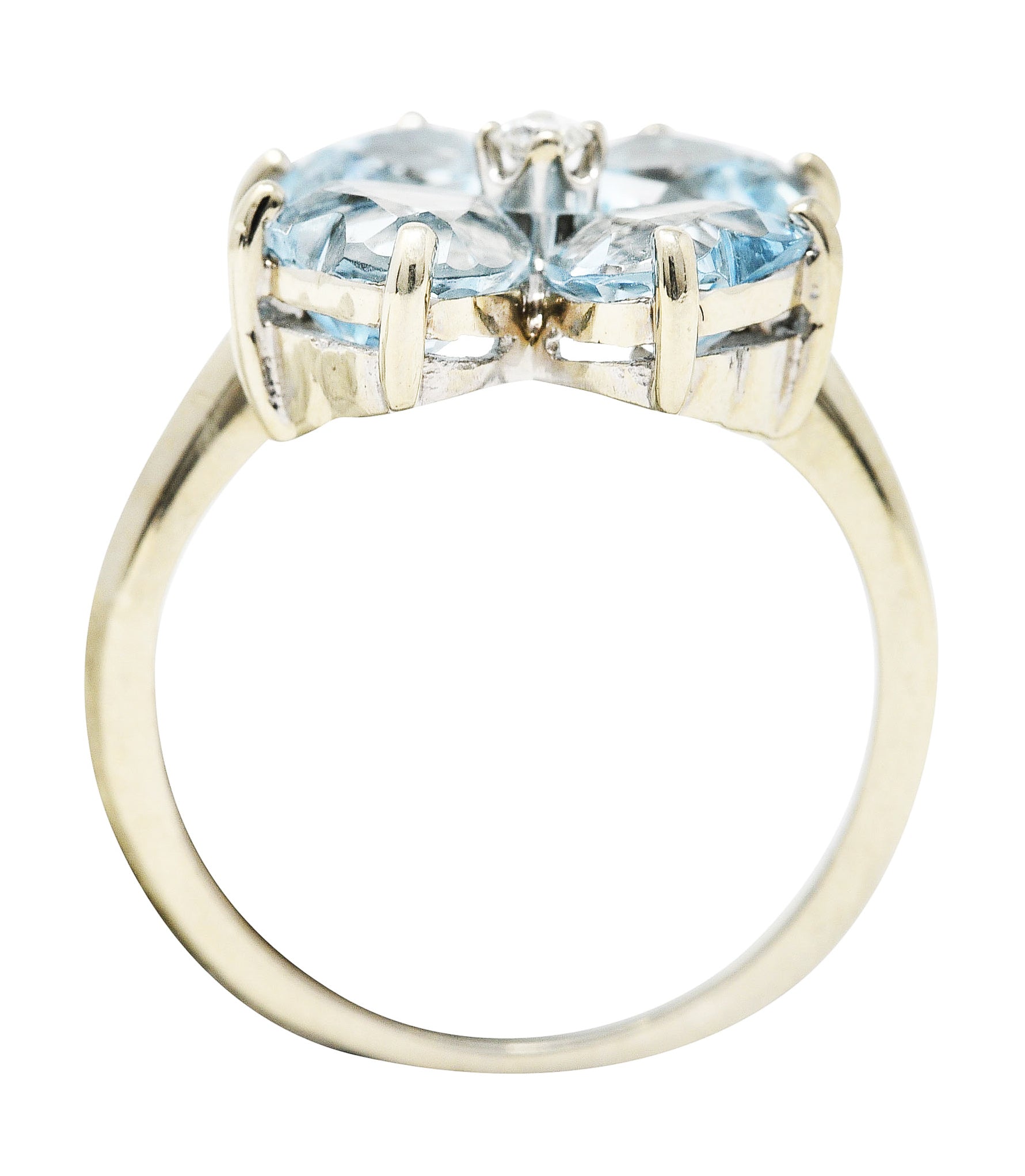 Felger & Co. Mid-Century 2.76 CTW Diamond Aquamarine 14 Karat White Gold Flower RingRing - Wilson's Estate Jewelry