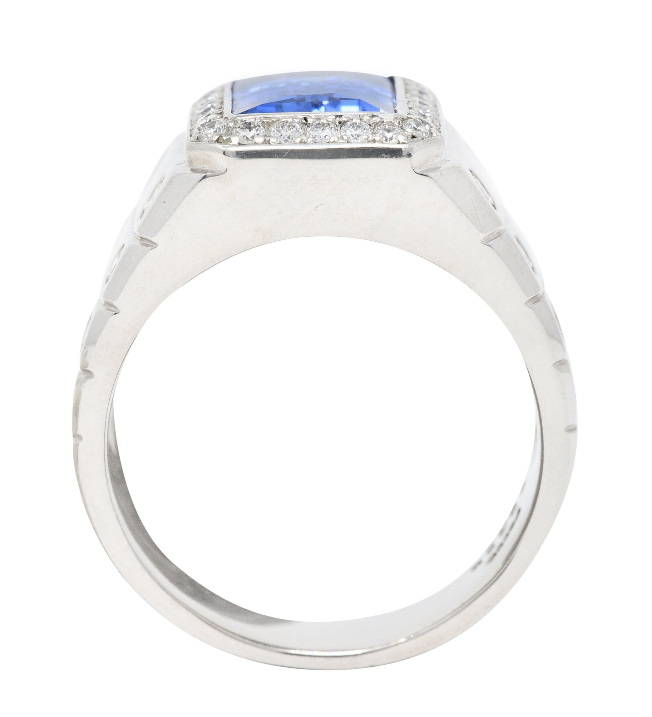 Modern 7.32 CTW Sapphire Diamond Platinum Men's RingRing - Wilson's Estate Jewelry