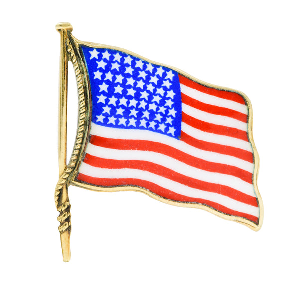 1950's Enamel 14 Karat Gold Unisex American Flag BroochBrooch - Wilson's Estate Jewelry