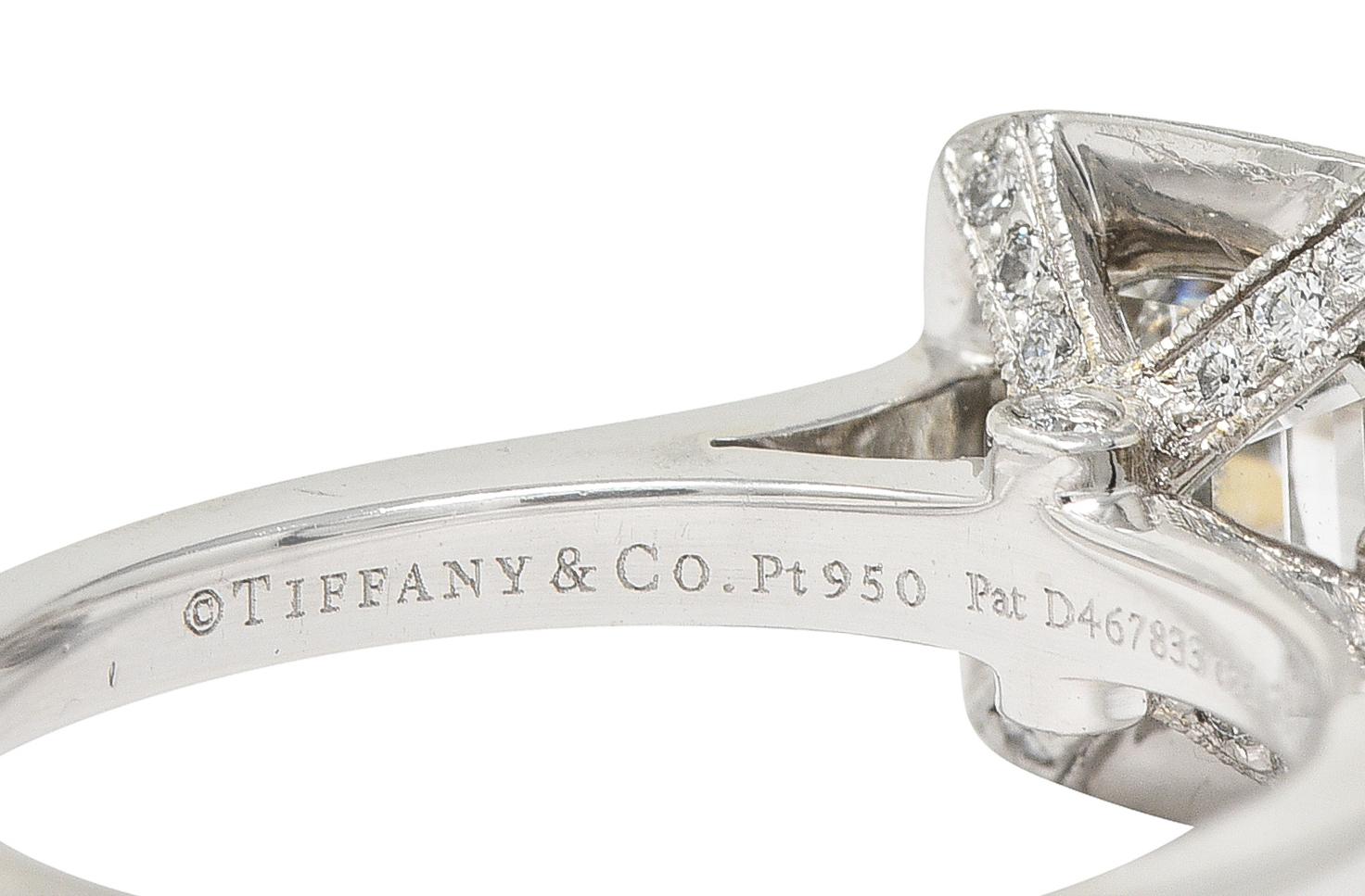 Tiffany & Co 2008 1.41 CTW Cushion Diamond Platinum Legacy Halo Engagement Ring