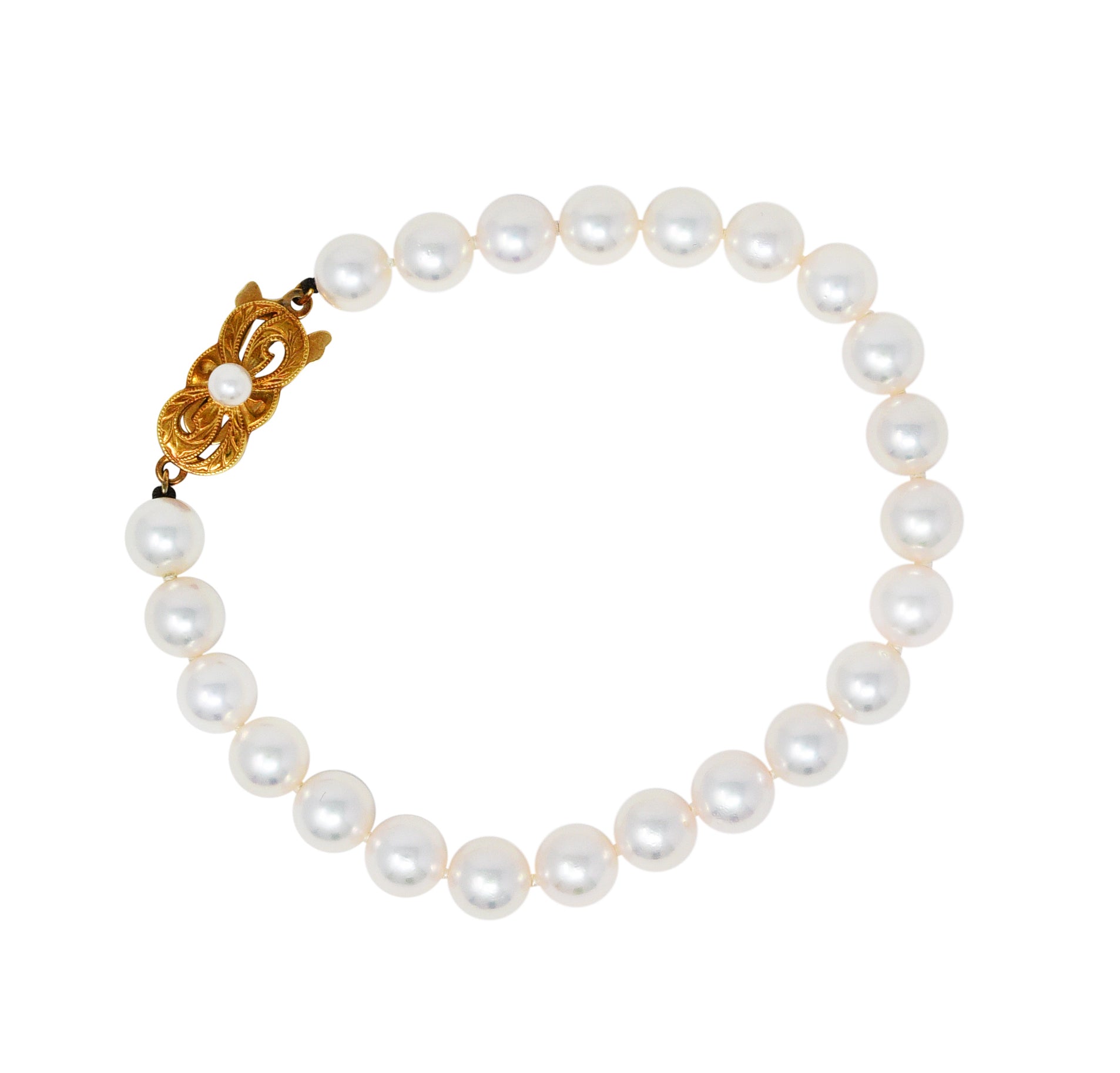 Mikimoto Cultured Pearl 18 Karat Gold Strand Braceletbracelet - Wilson's Estate Jewelry