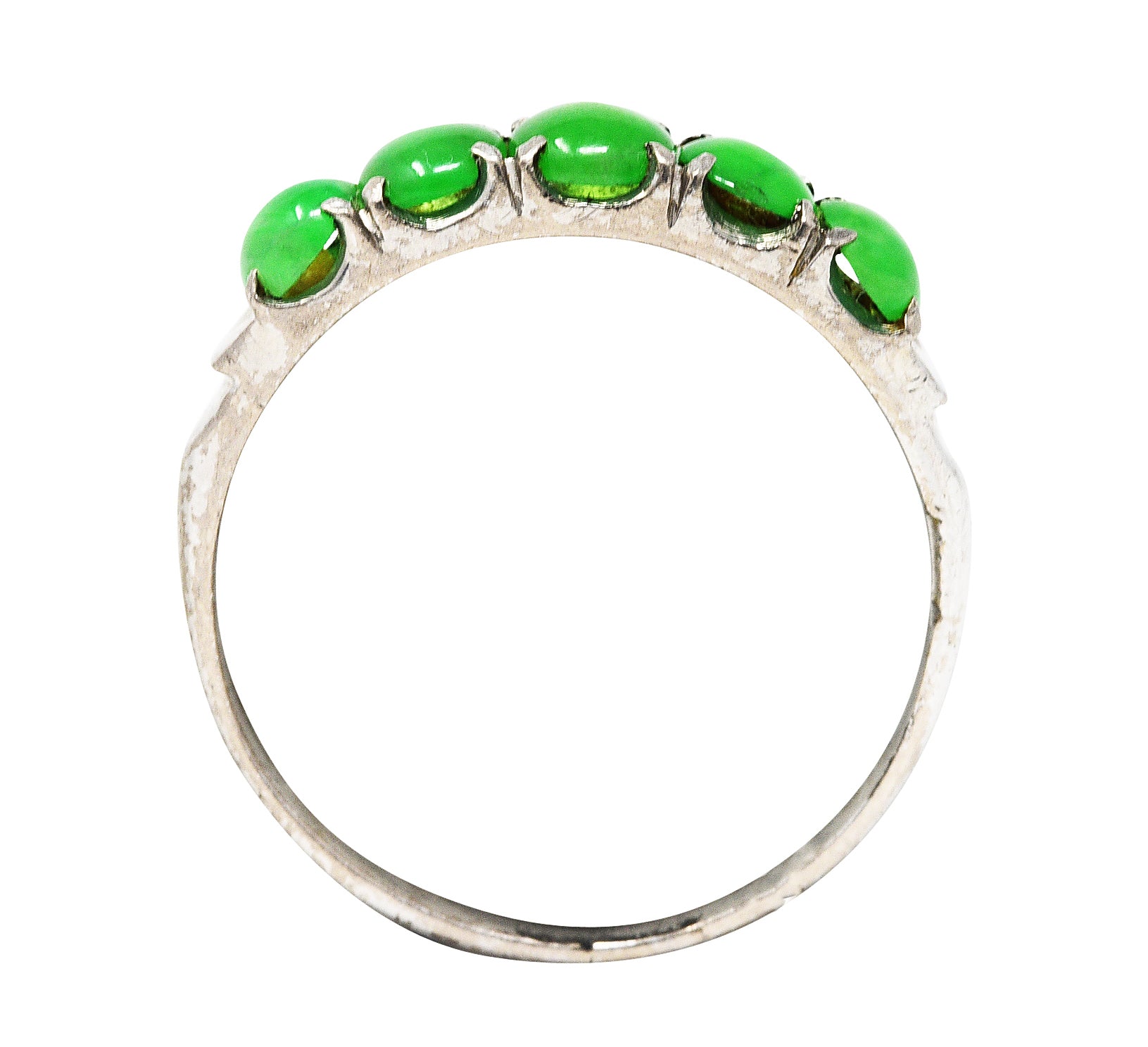 1930's Art Deco Jade Cabochon 18 Karat White Gold Band RingRing - Wilson's Estate Jewelry