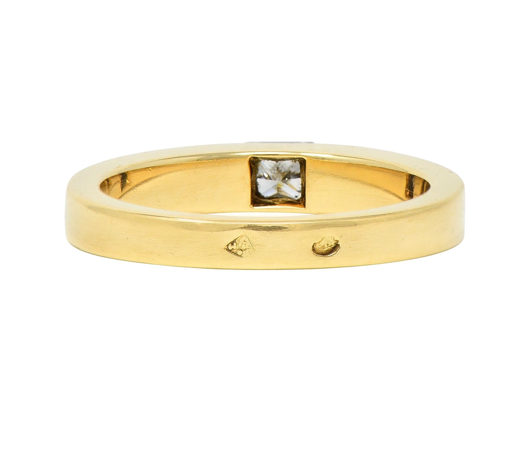 Cartier France 1997 0.25 Ct Princess Cut Diamond 18 Karat Gold Vintage Tank Ring