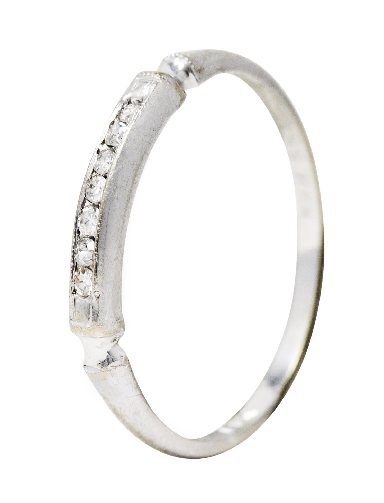 Art Deco Single Cut Diamond 14 Karat White Gold Band RingRing - Wilson's Estate Jewelry