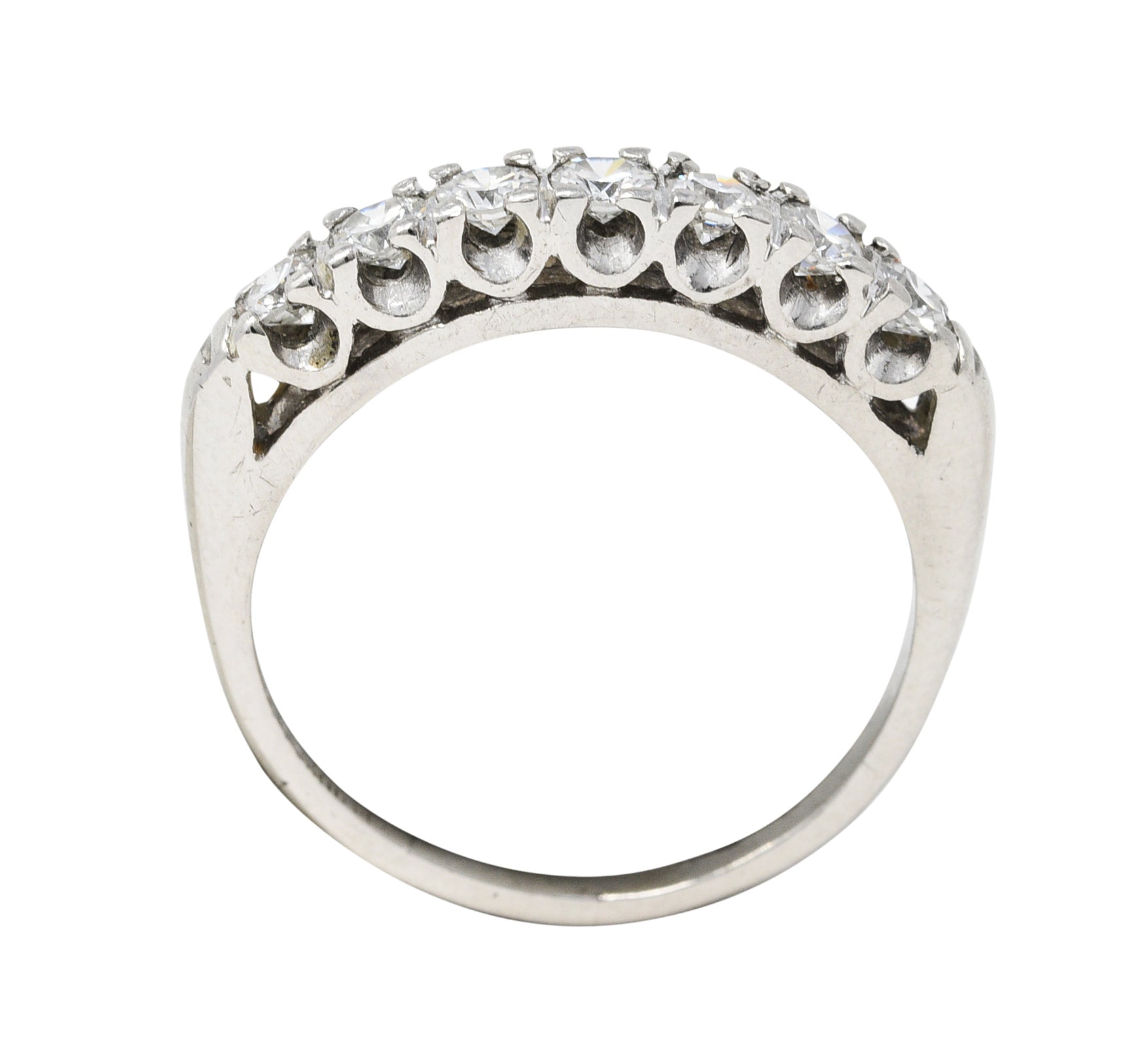 Mid-Century 0.50 CTW Diamond Platinum Fishtail RingRing - Wilson's Estate Jewelry