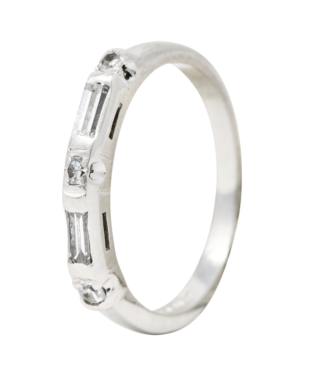 Mid-Century 0.25 CTW Diamond Platinum Stacking Band RingRing - Wilson's Estate Jewelry