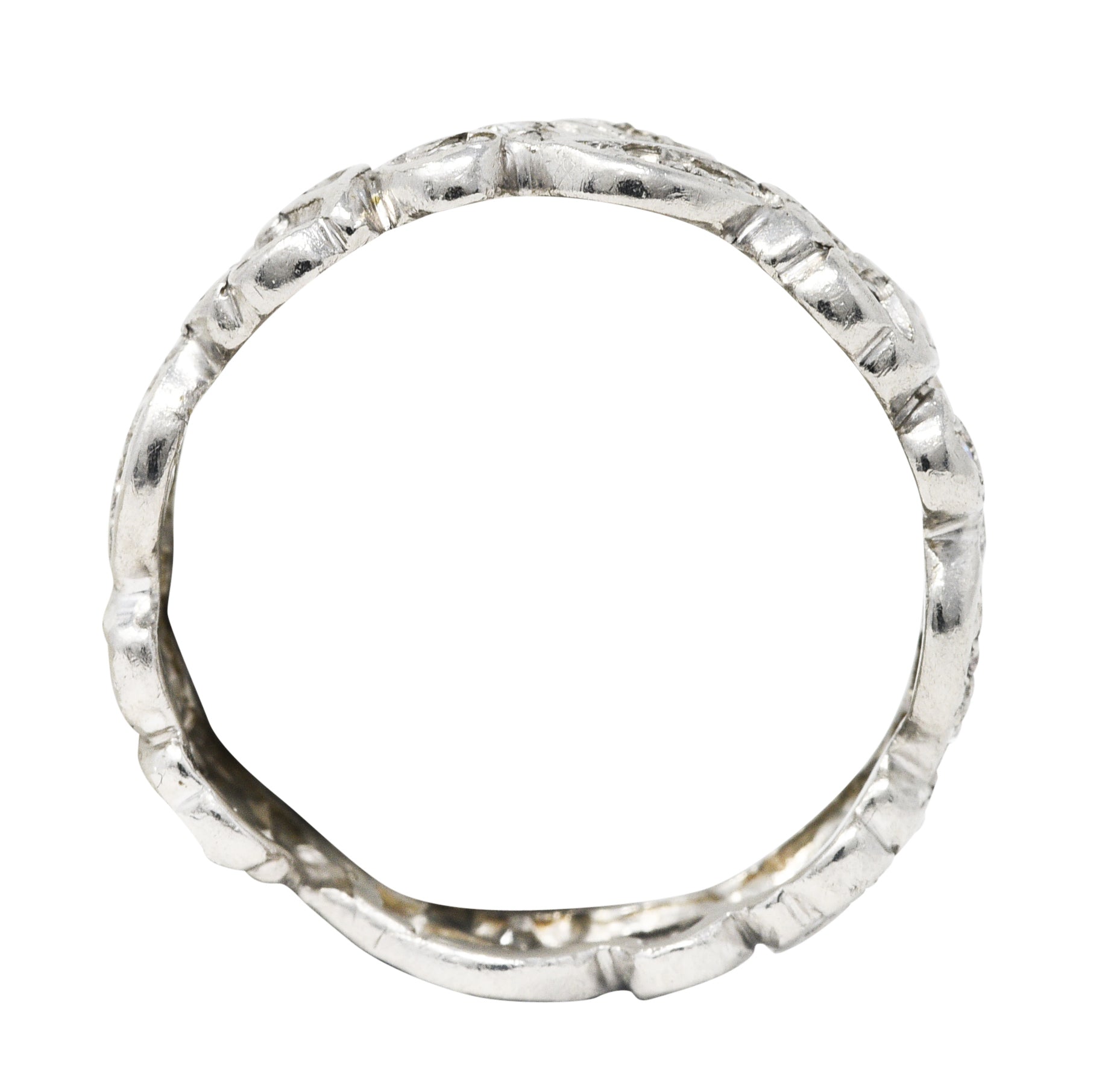 Mid-Century 0.55 CTW Diamond Platinum Floral Eternity Band RingRing - Wilson's Estate Jewelry