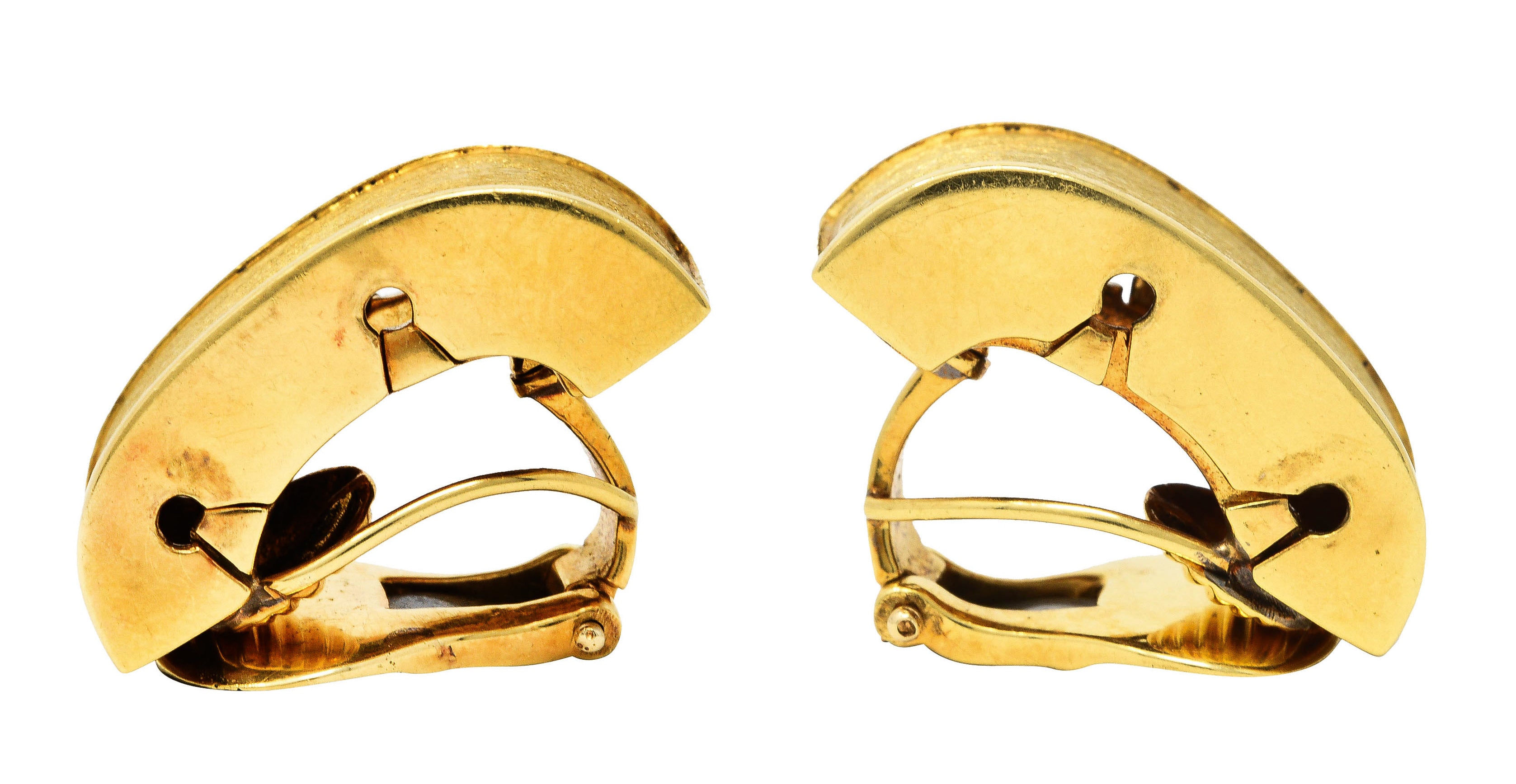 David Webb 18 Karat Gold Brushed Ear-Clip EarringsEarrings - Wilson's Estate Jewelry