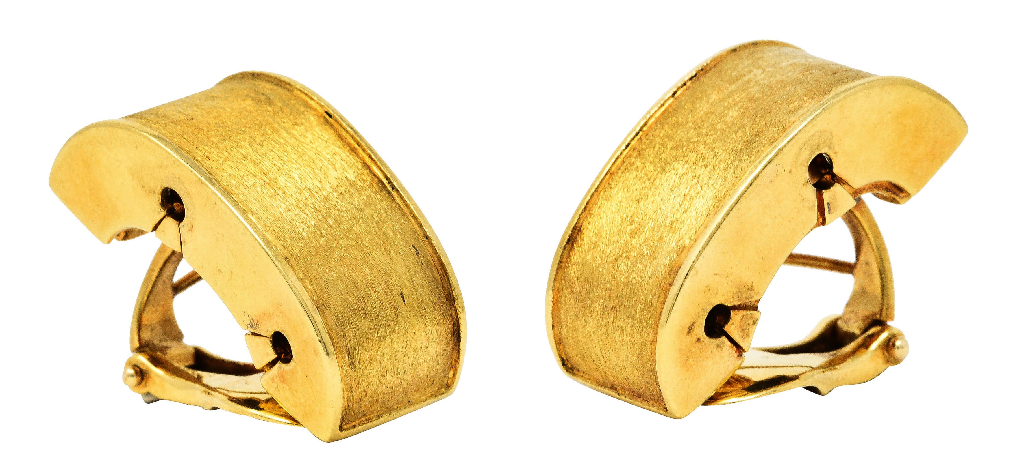 David Webb 18 Karat Gold Brushed Ear-Clip EarringsEarrings - Wilson's Estate Jewelry