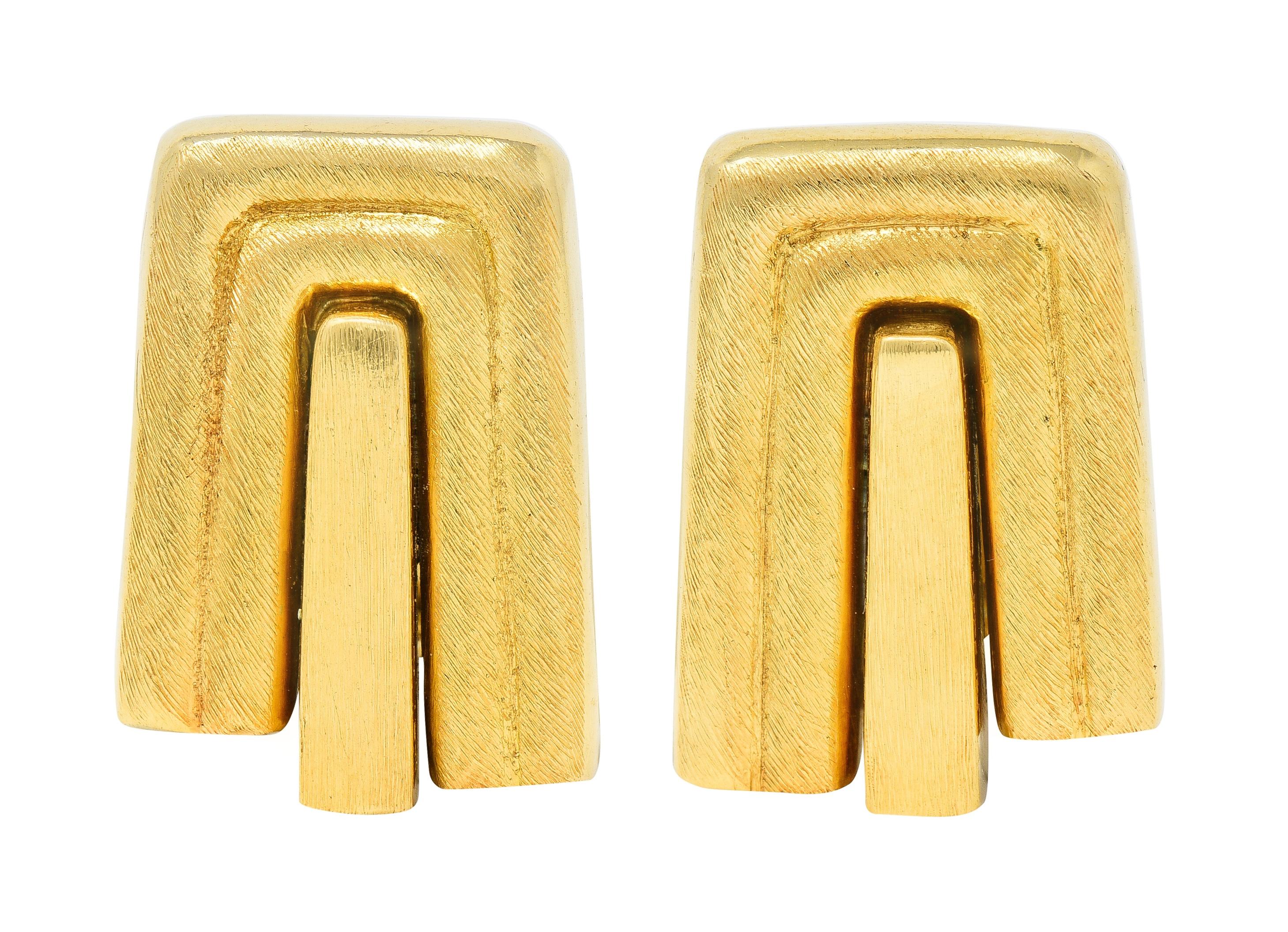 Burle Marx 1970's 18 Karat Yellow Gold Forma Livre Vintage Geometric Earrings