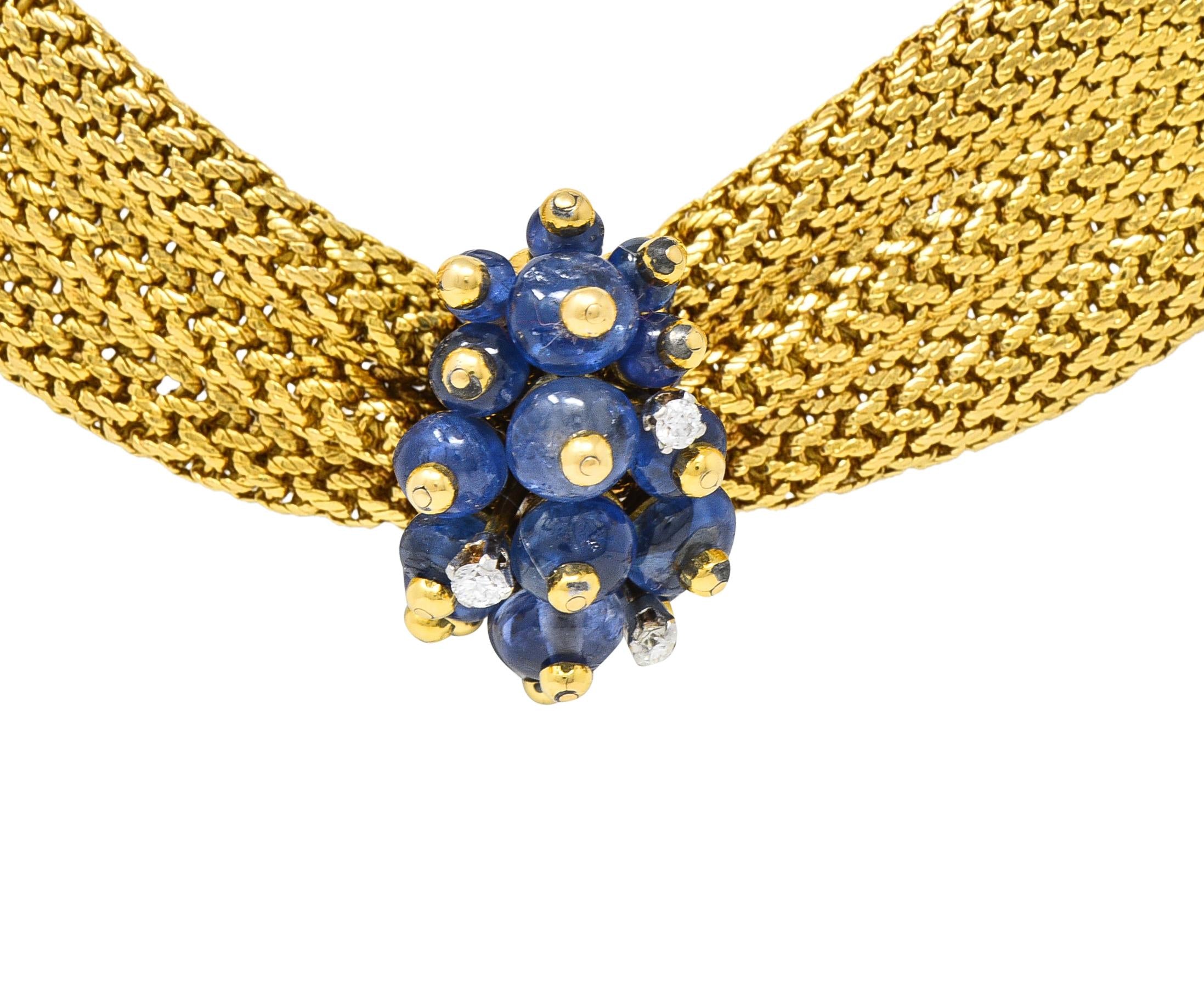 Van Cleef & Arpels Georges Lenfant 1940s Sapphire Diamond 18 Karat Gold Necklace