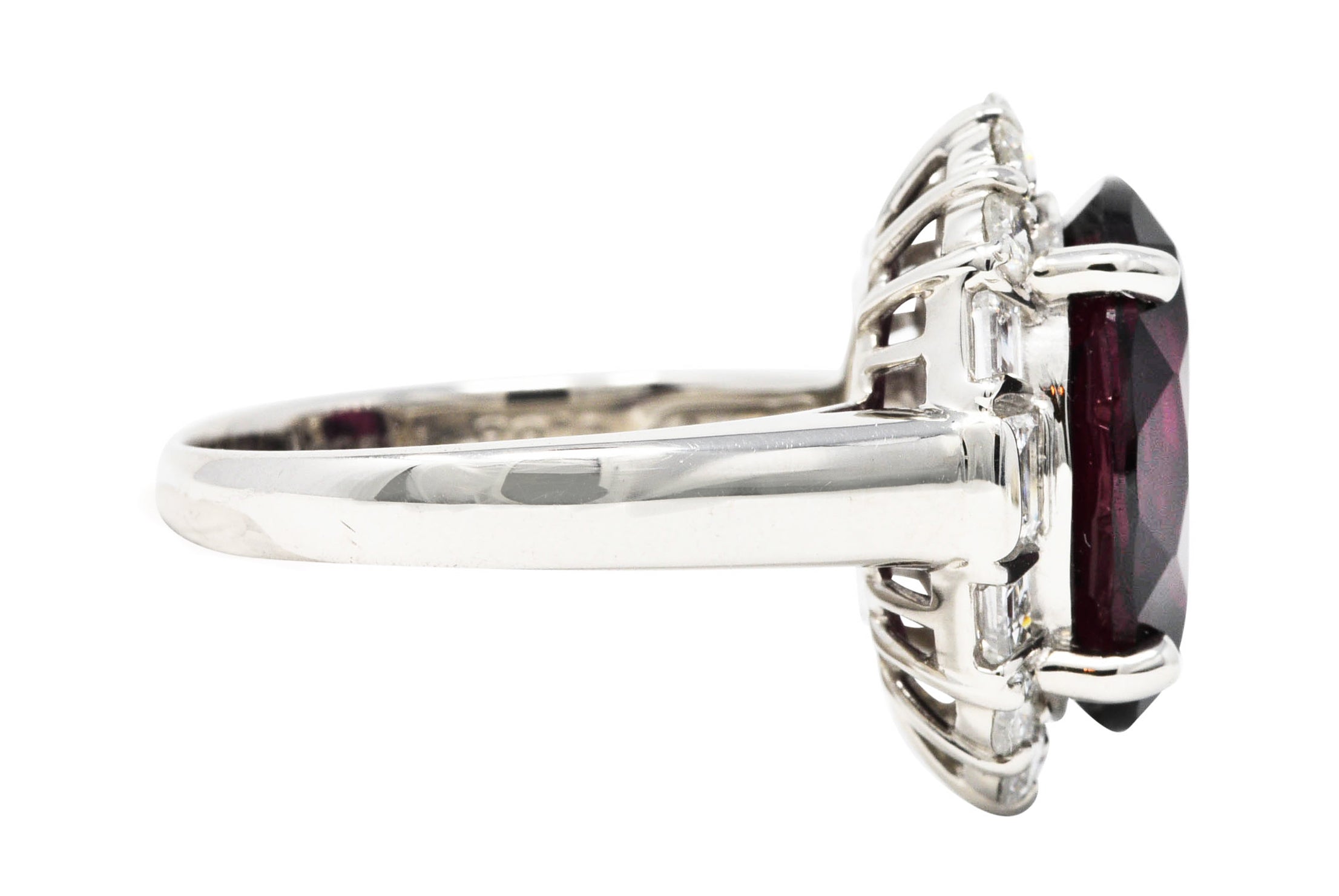 Contemporary Garnet Diamond Platinum Gemstone Cluster RingRing - Wilson's Estate Jewelry