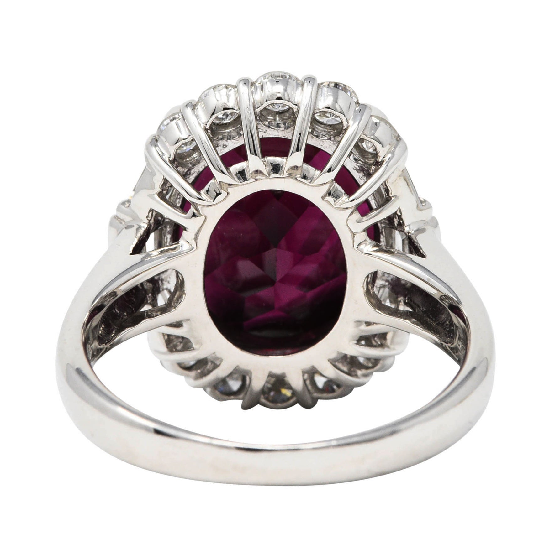 Contemporary Garnet Diamond Platinum Gemstone Cluster RingRing - Wilson's Estate Jewelry