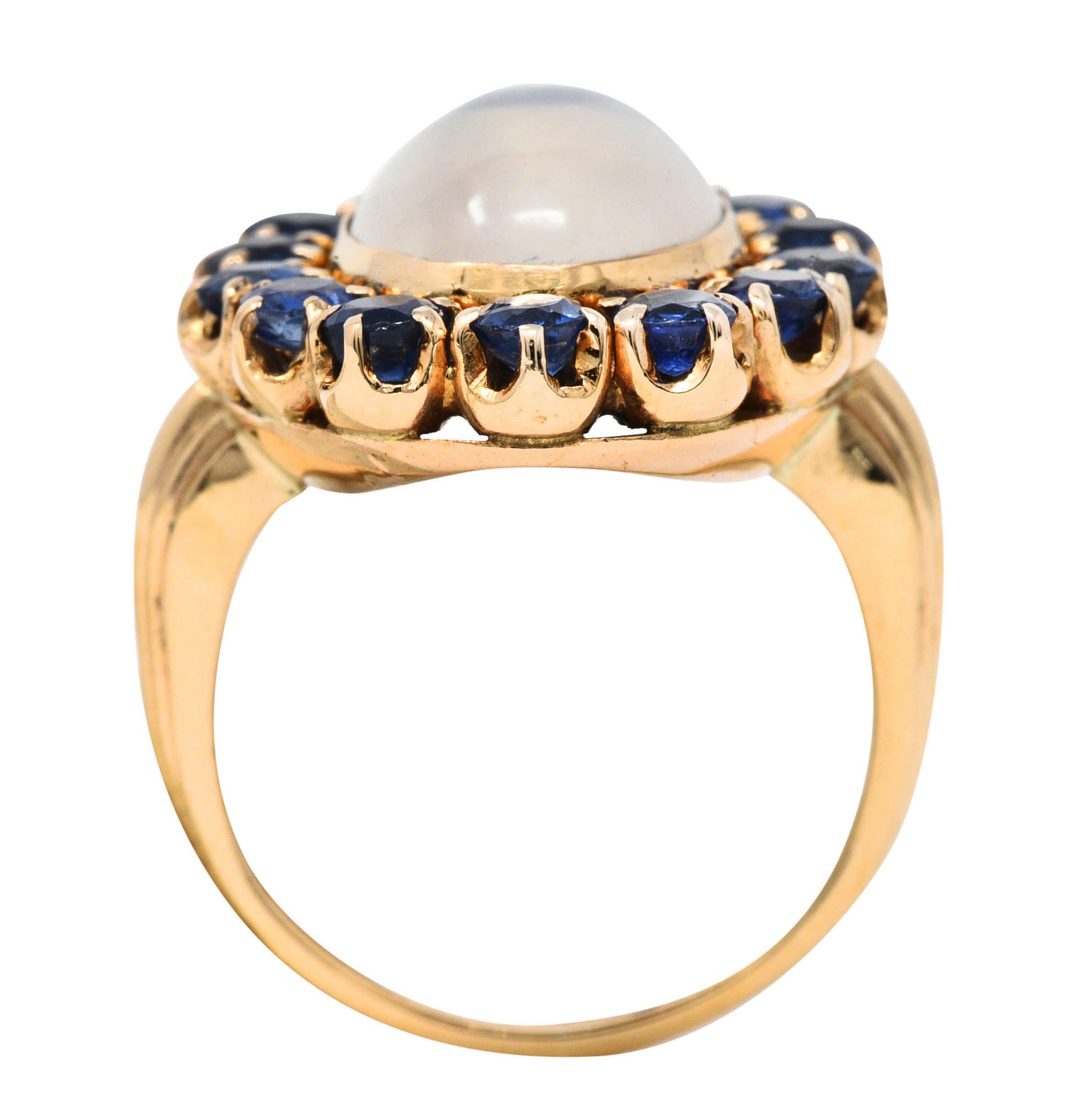 Retro Moonstone Sapphire 14 Karat Gold Cluster RingRing - Wilson's Estate Jewelry