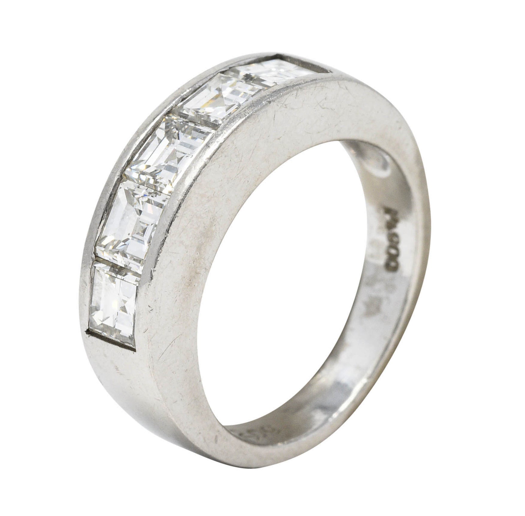 Contemporary 2.09 CTW Square Step Diamond Platinum Channel Band RingRing - Wilson's Estate Jewelry