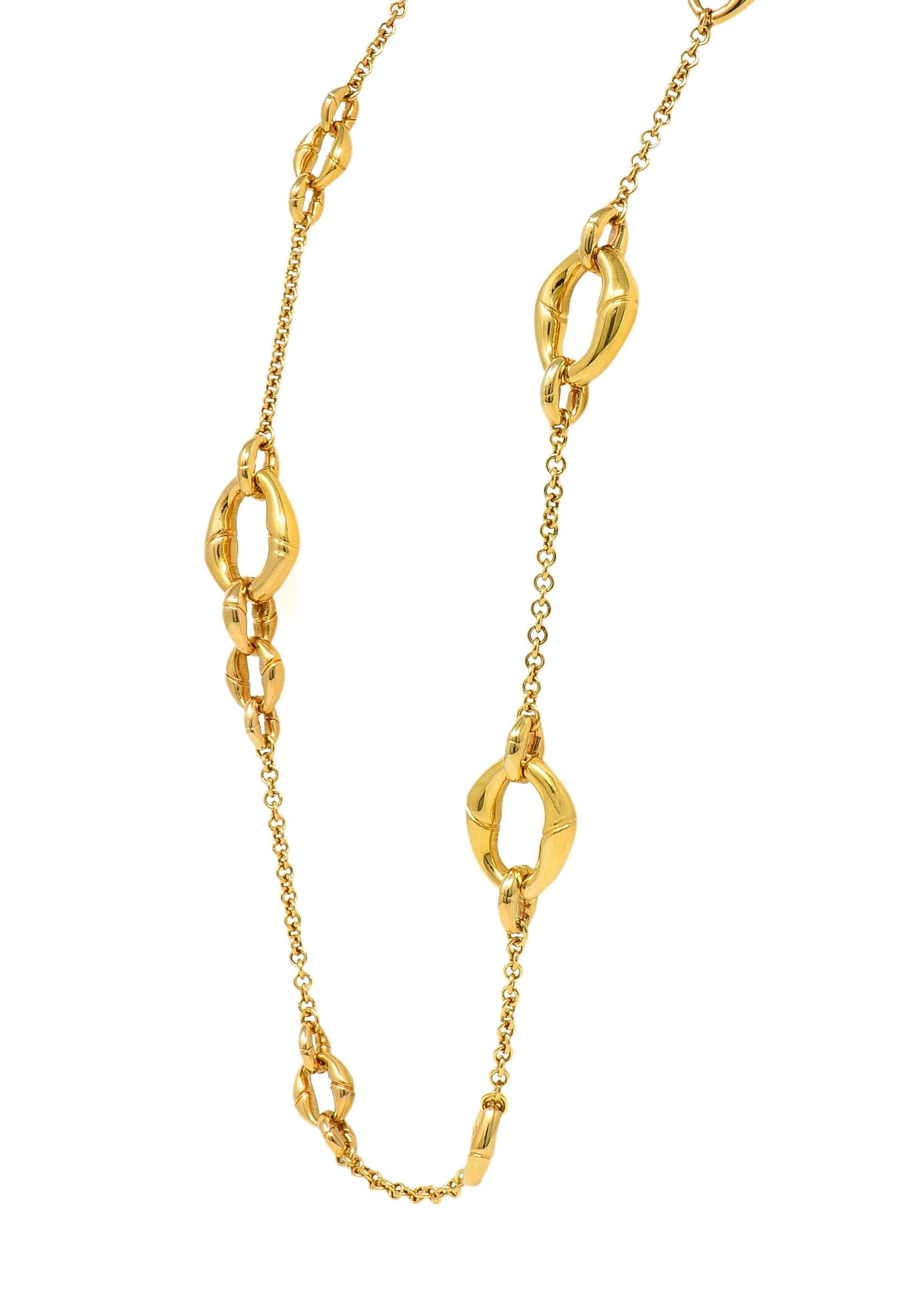 Gucci Contemporary 18 Karat Yellow Gold Bamboo Link Station Necklace