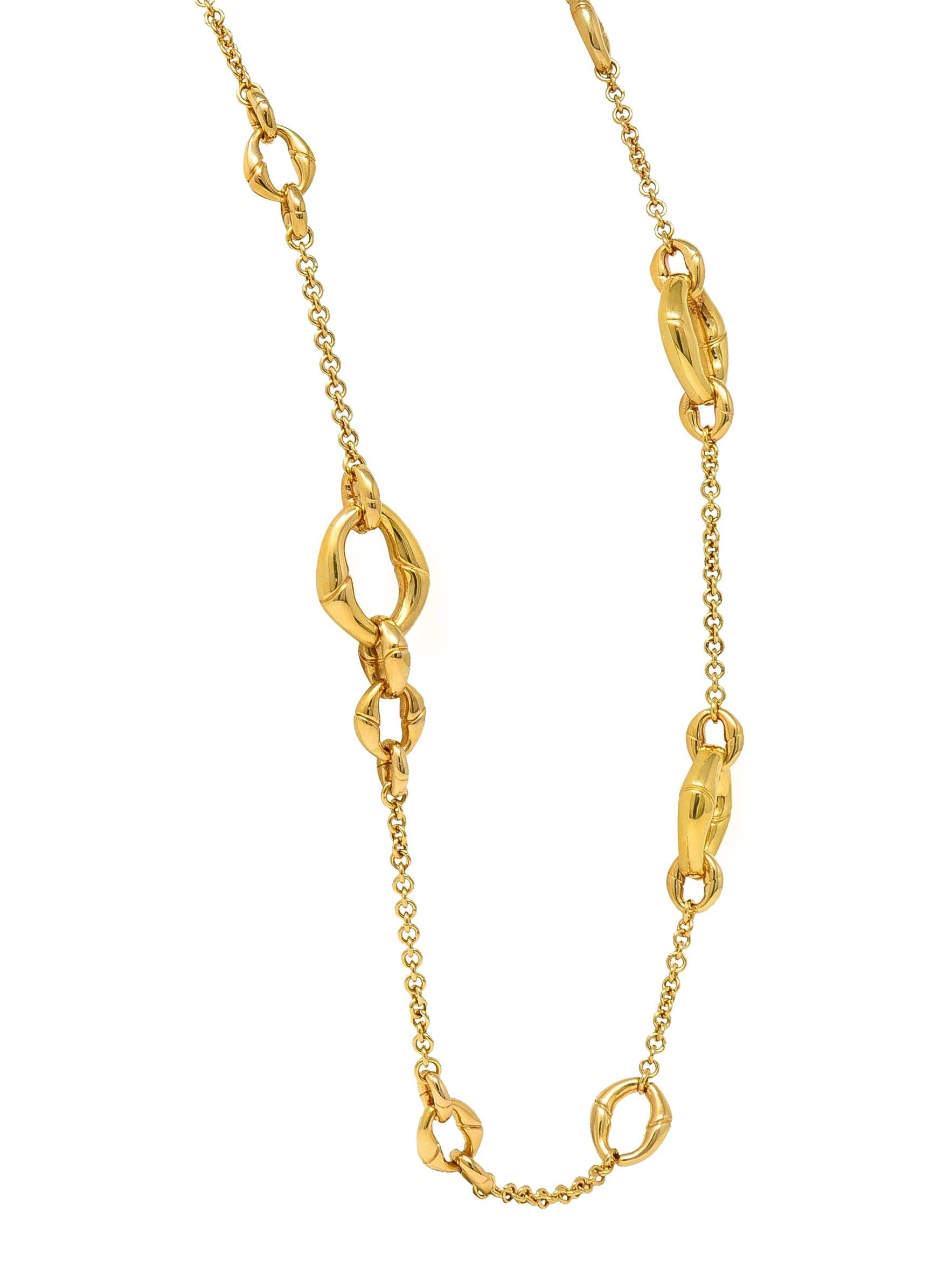 Gucci Contemporary 18 Karat Yellow Gold Bamboo Link Station Necklace