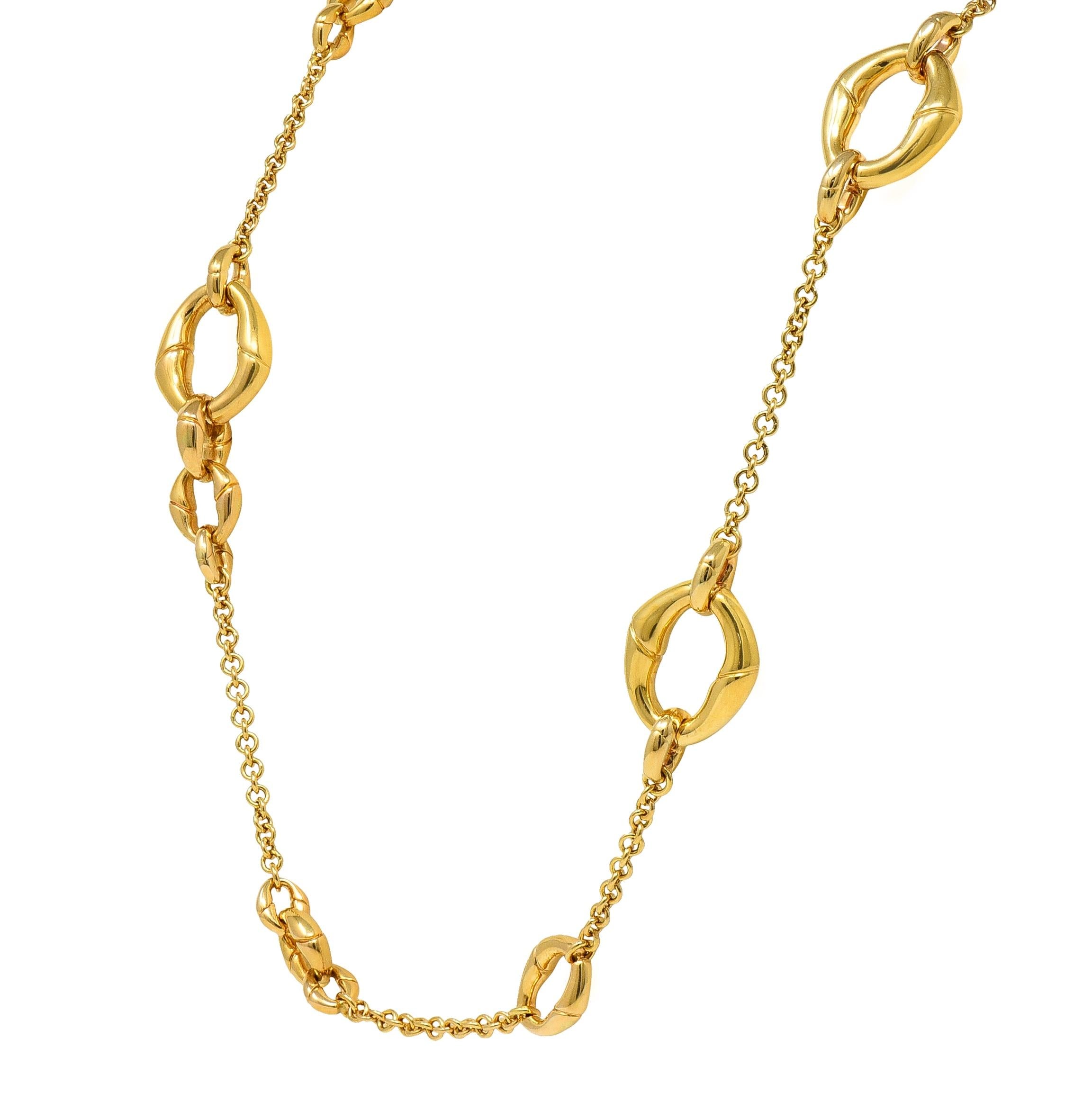 Gucci Contemporary 18 Karat Yellow Gold Bamboo Link Station Necklace