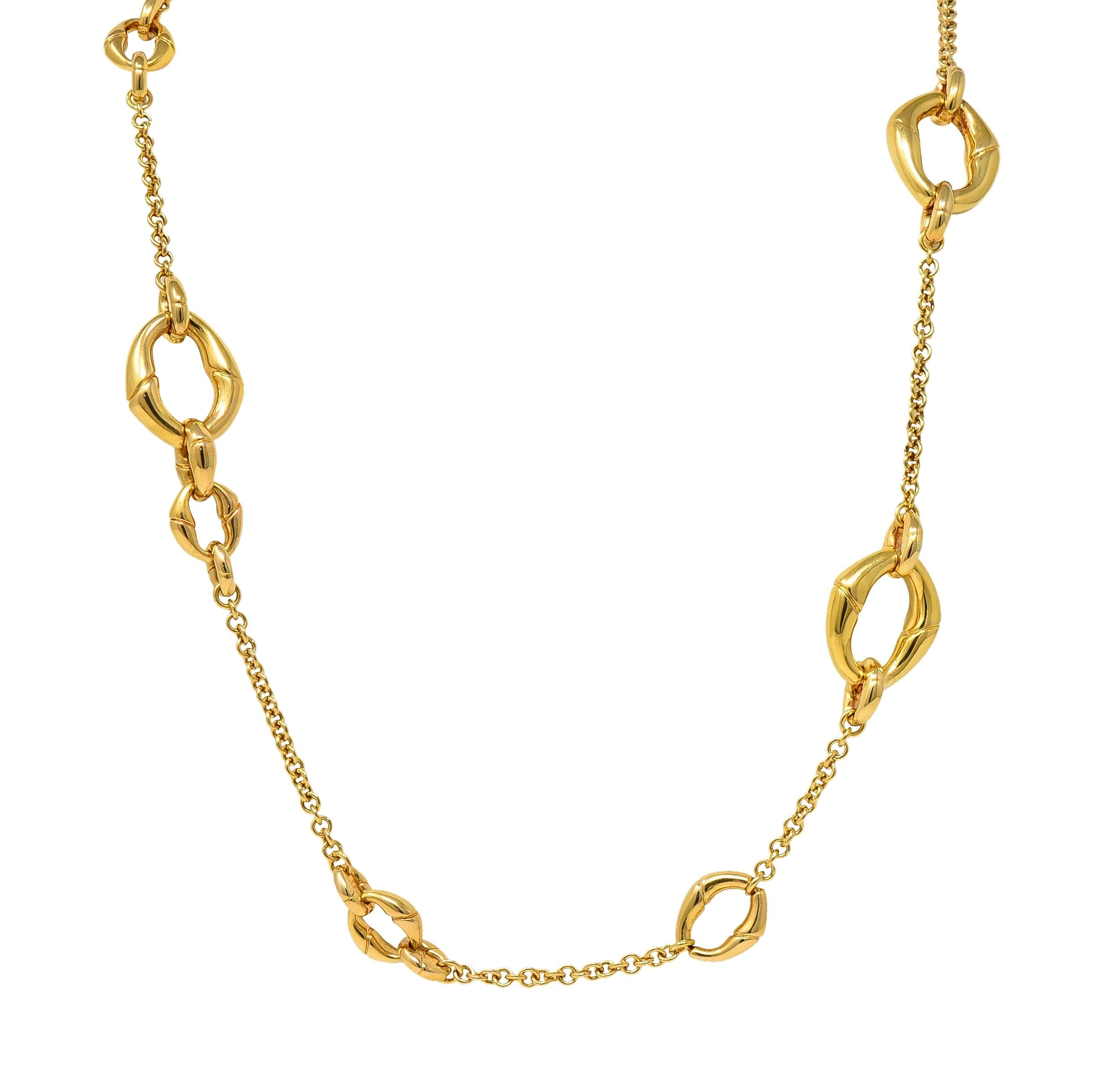 Gucci Contemporary 18 Karat Yellow Gold Bamboo Link Station Necklace