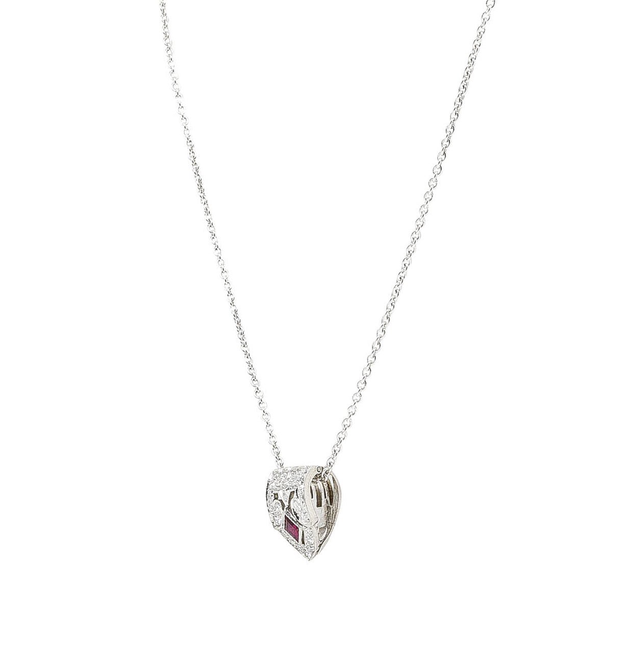 .11111 1950's Tiffany & Co. Diamond Ruby Platinum Enhancer Clip Pendant NecklaceNecklace - Wilson's Estate Jewelry
