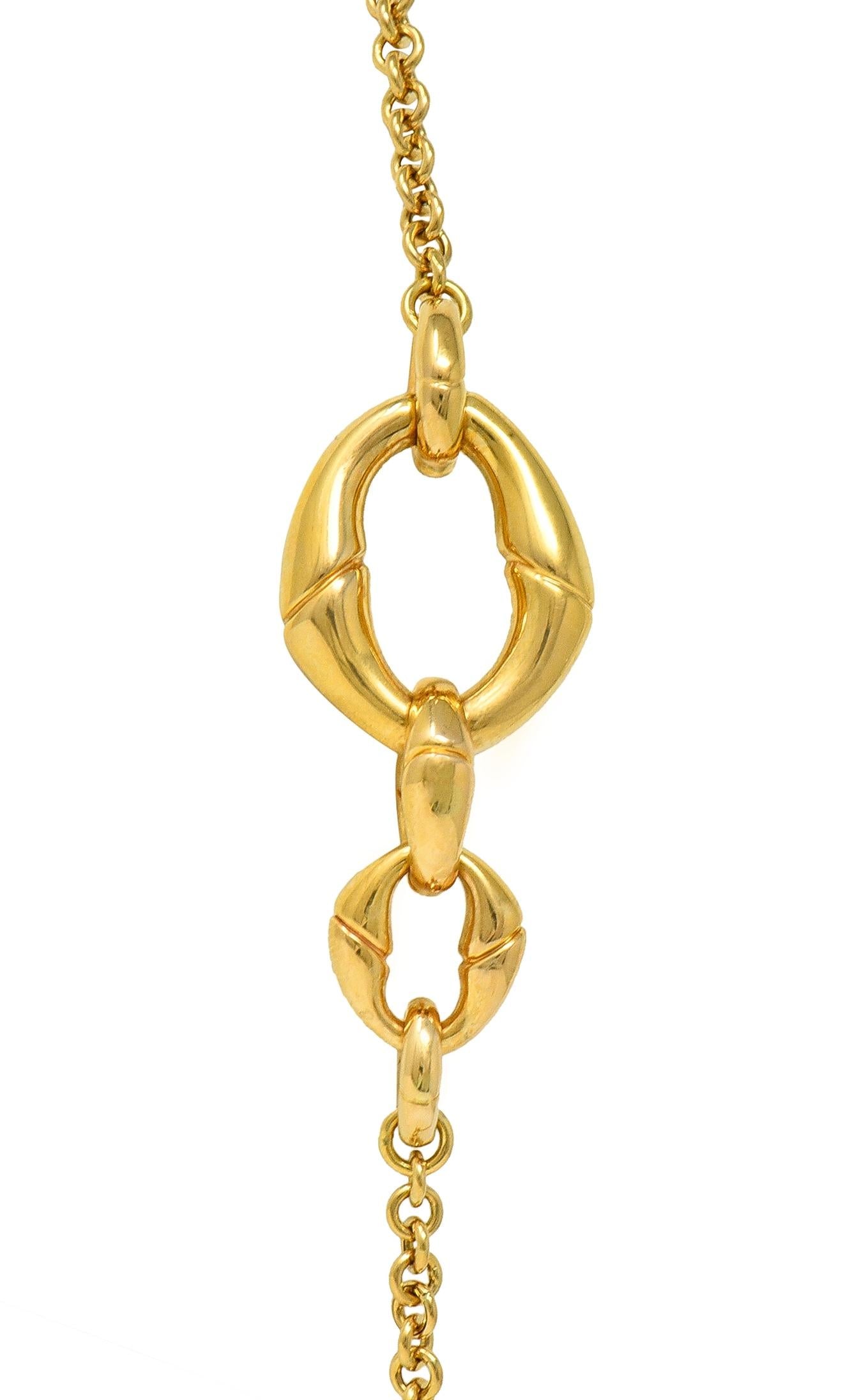 Gucci Contemporary 18 Karat Yellow Gold Bamboo Link Station Necklace