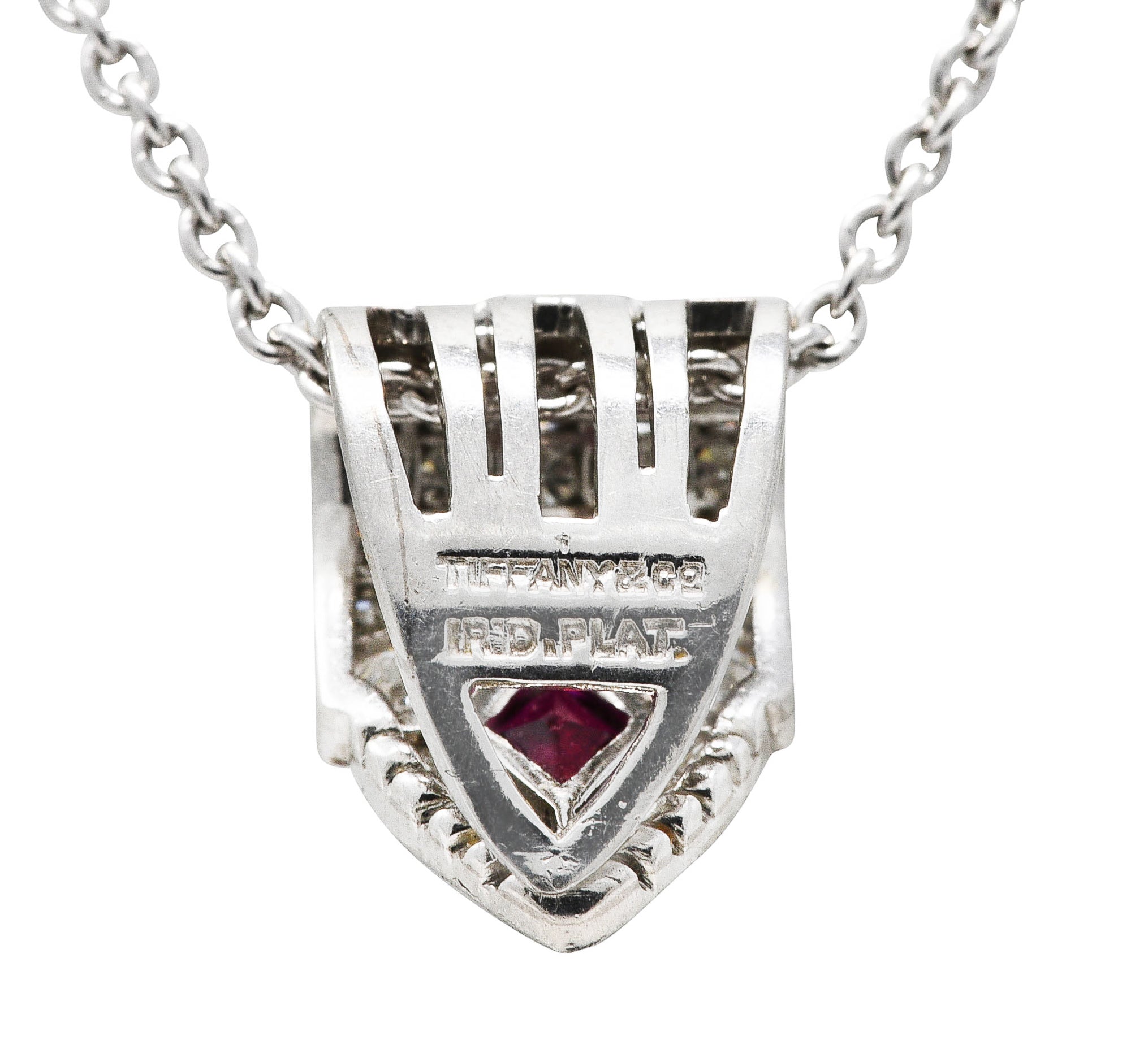 .11111 1950's Tiffany & Co. Diamond Ruby Platinum Enhancer Clip Pendant NecklaceNecklace - Wilson's Estate Jewelry