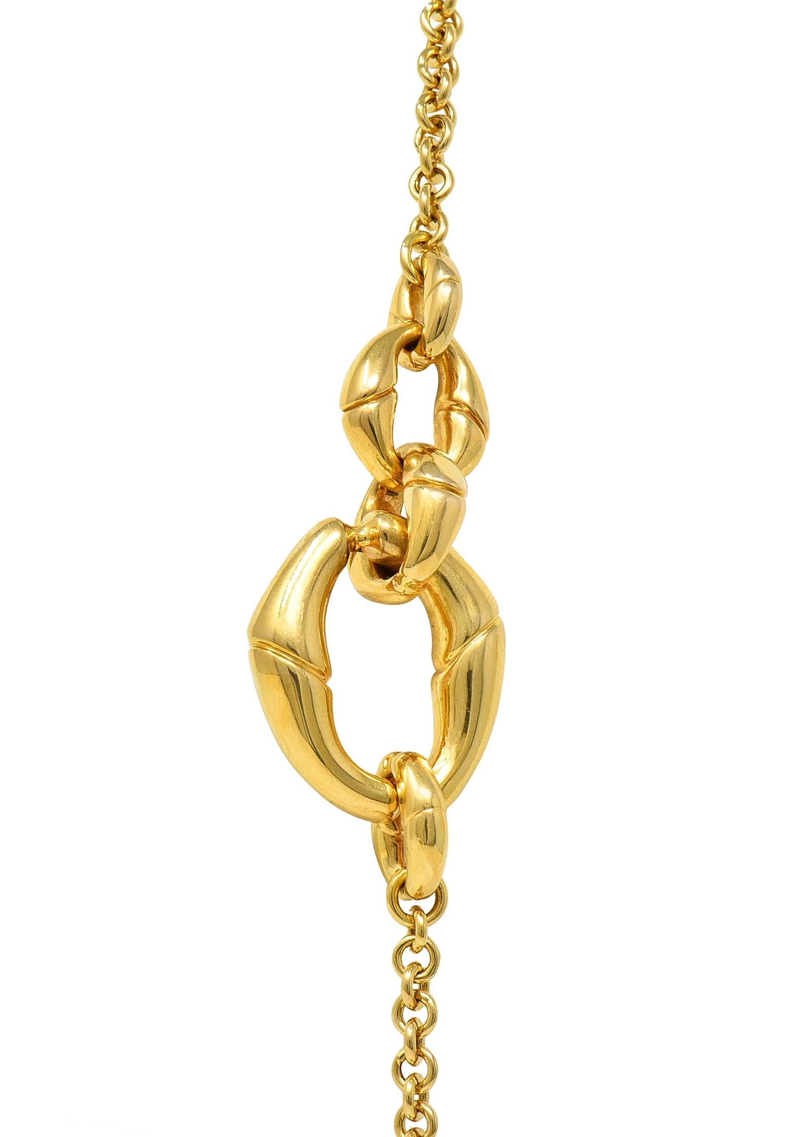 Gucci Contemporary 18 Karat Yellow Gold Bamboo Link Station Necklace